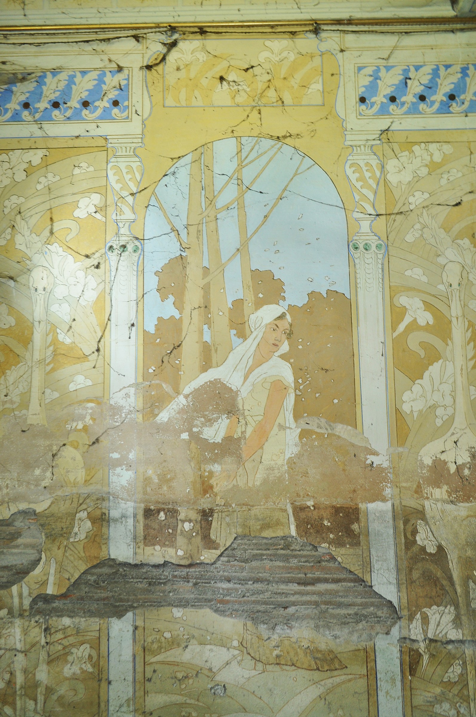 ... playing among the floral decorations