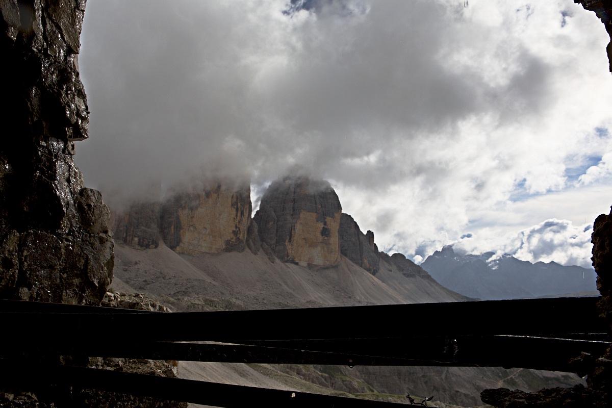 Three Peaks from cave