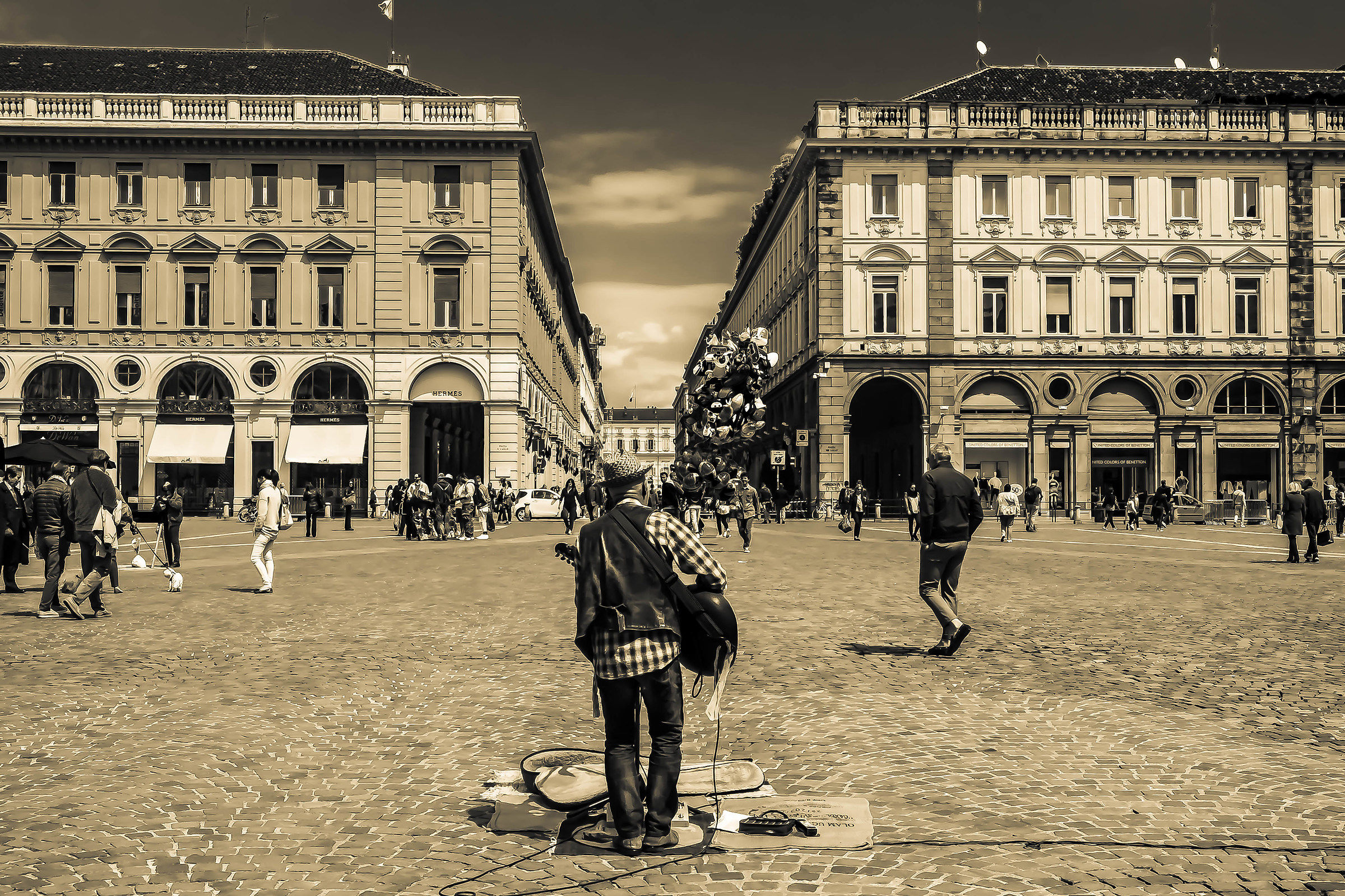 A square and a guitar