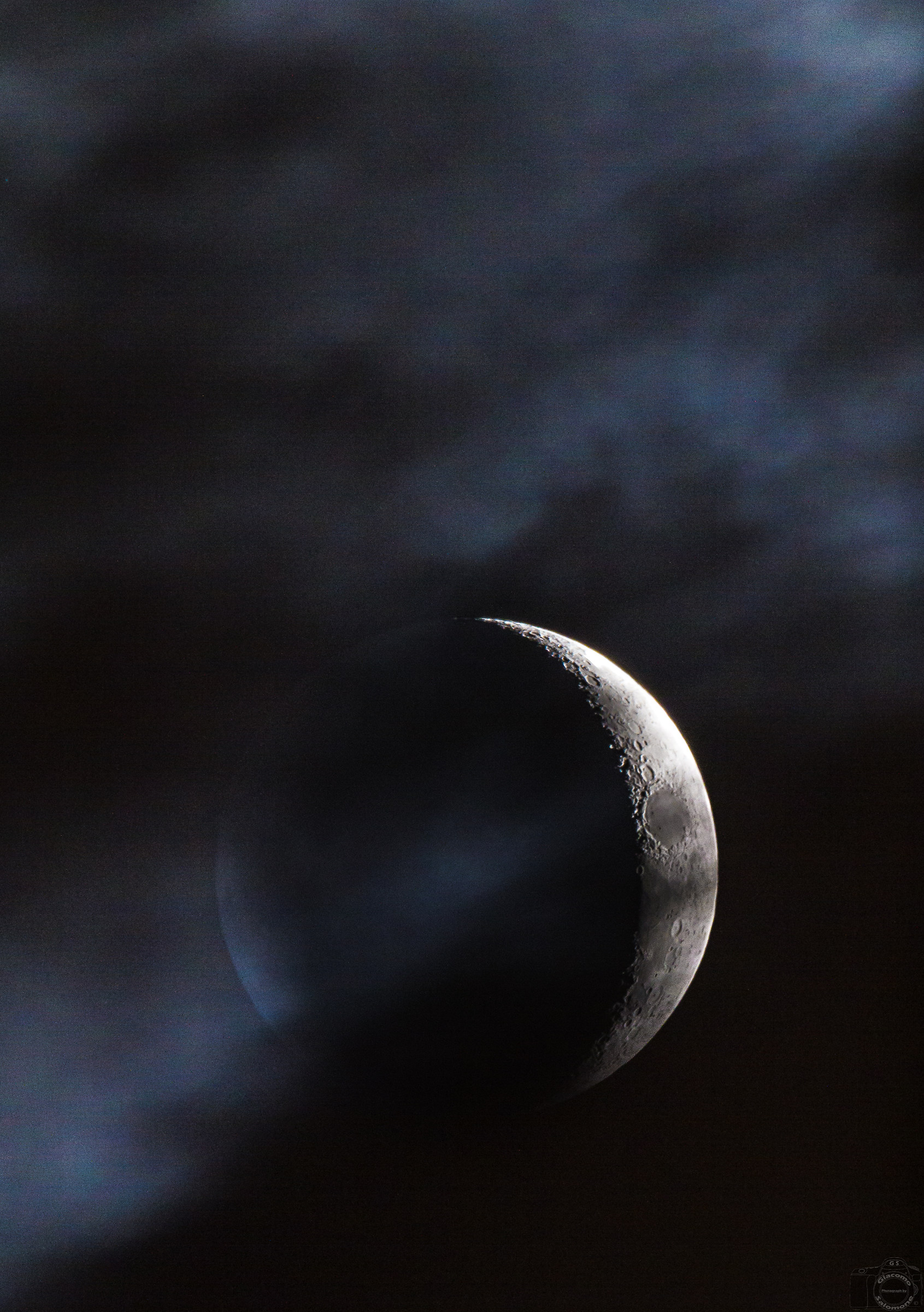 New Moon moon in the clouds