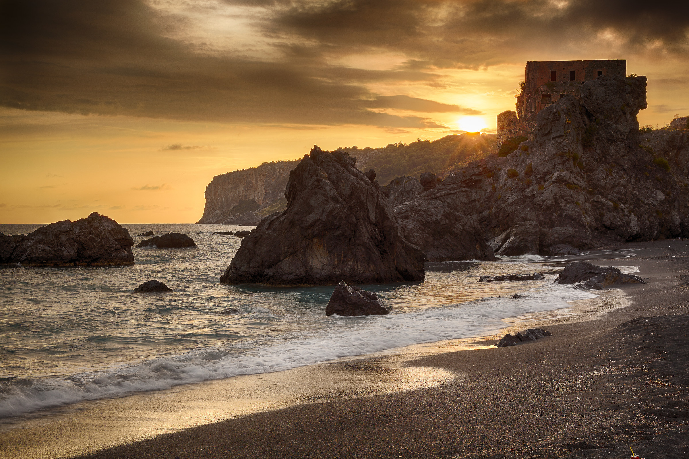 Praia a mare sunset near "Torre Saracena"