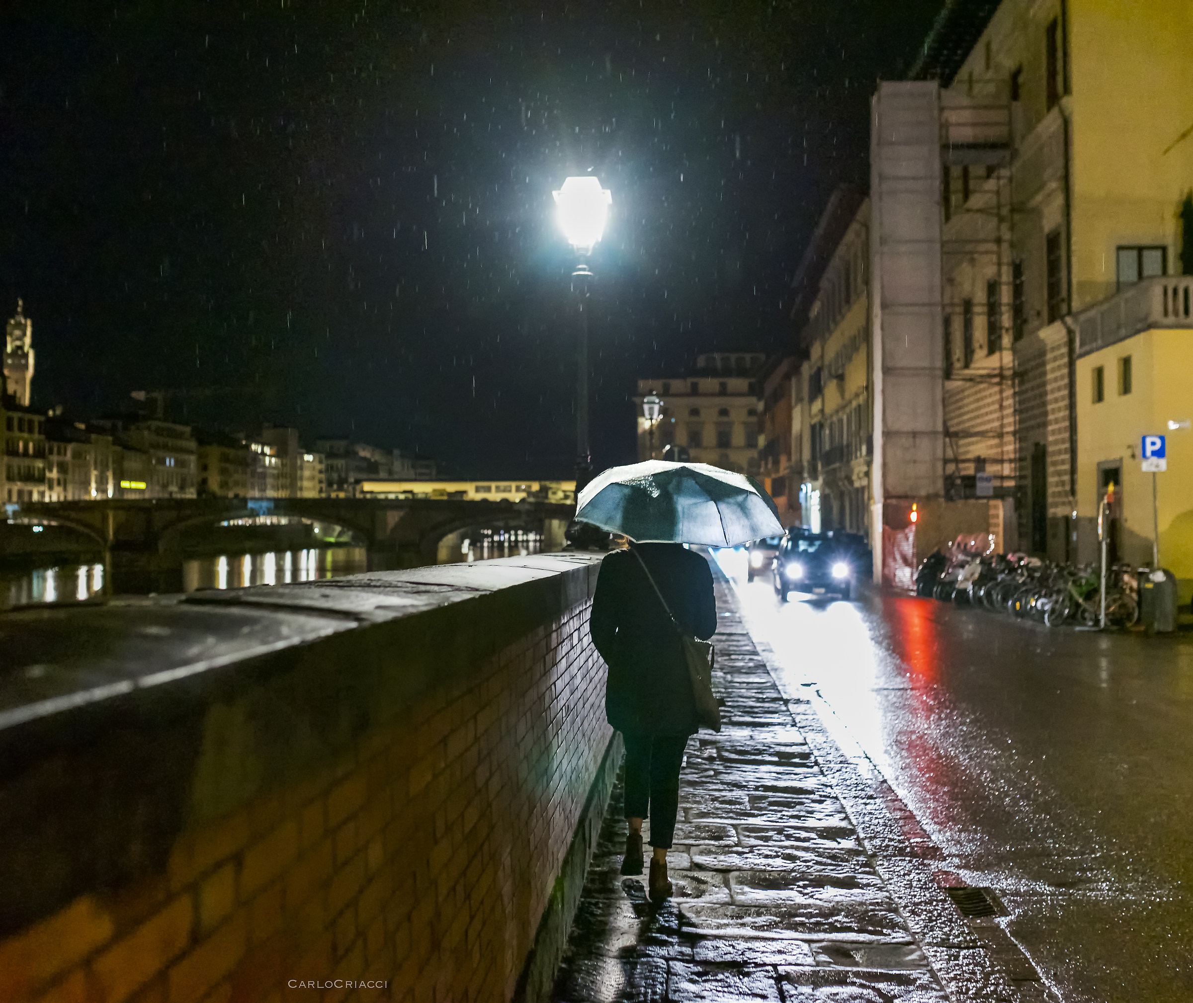 Romantic walk in the rain