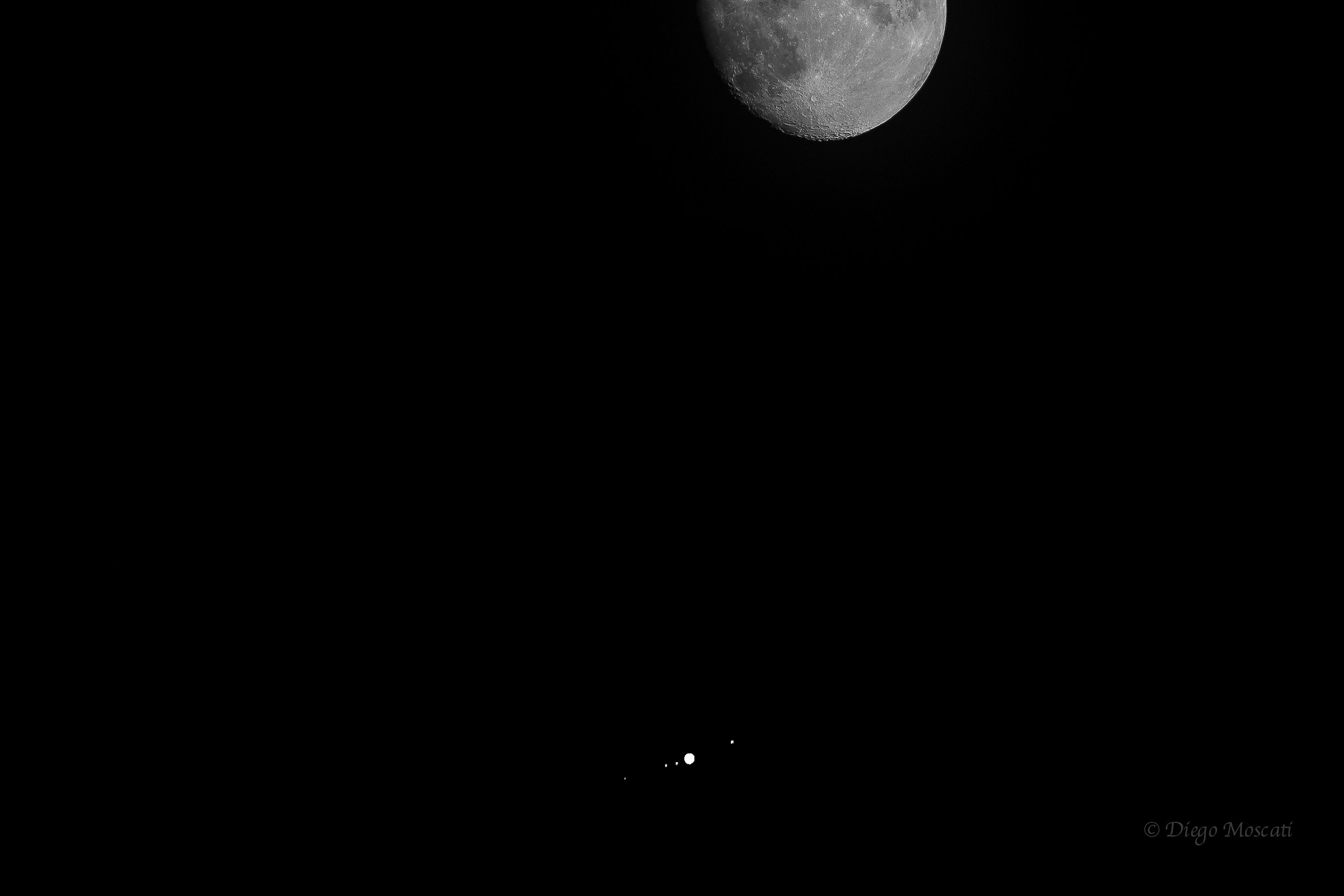 Moon and Jupiter in conjunction, May 7, 2017