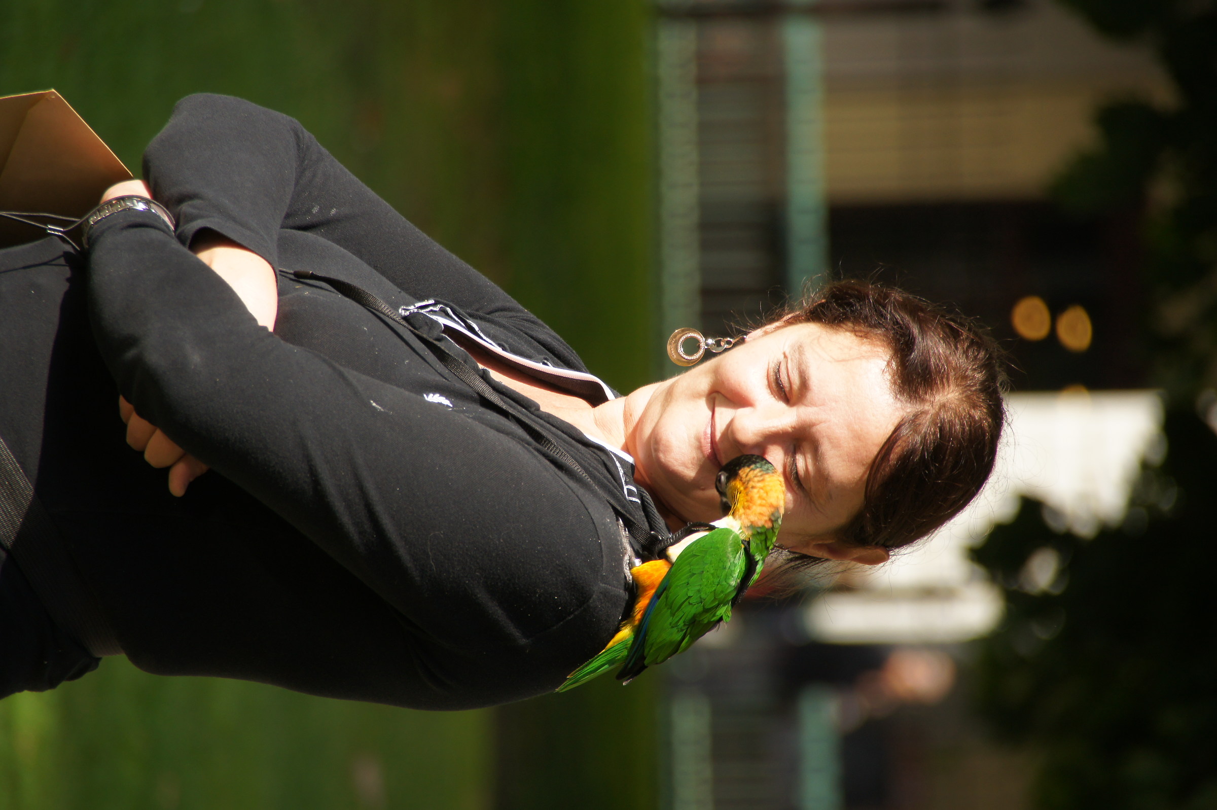 Woman with parrot