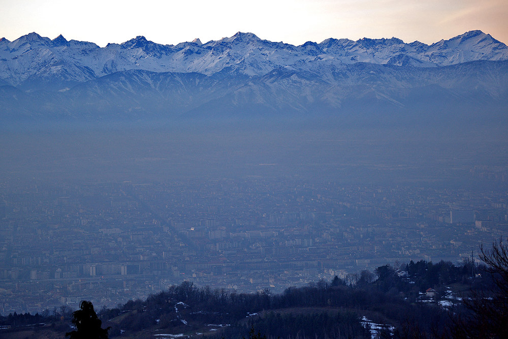Turin and its Alps at sunset