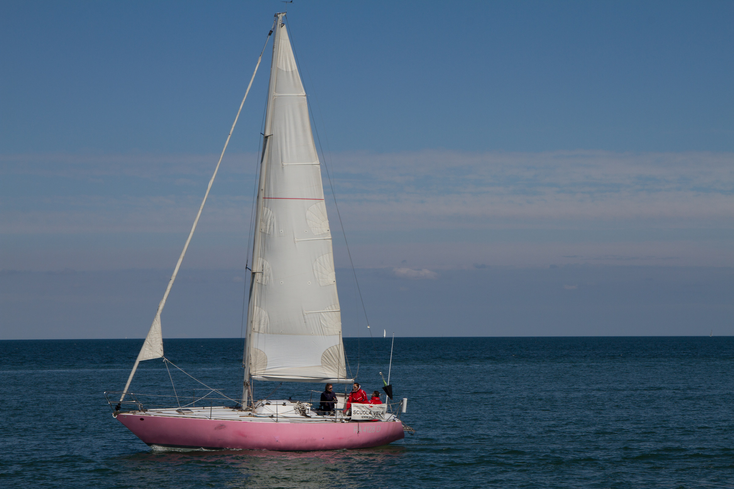 Barca a vela rosa