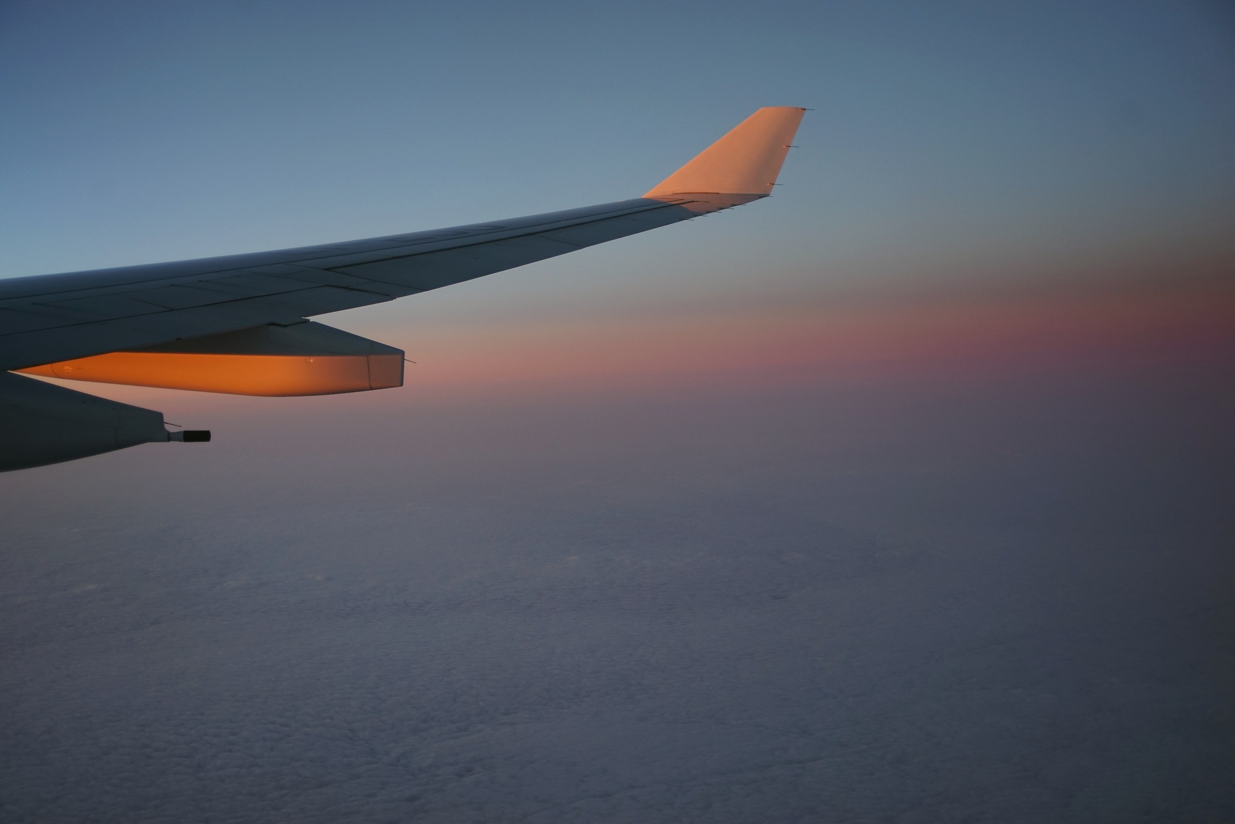 Sunrise at 12000 m altitude / flight New York - Milan