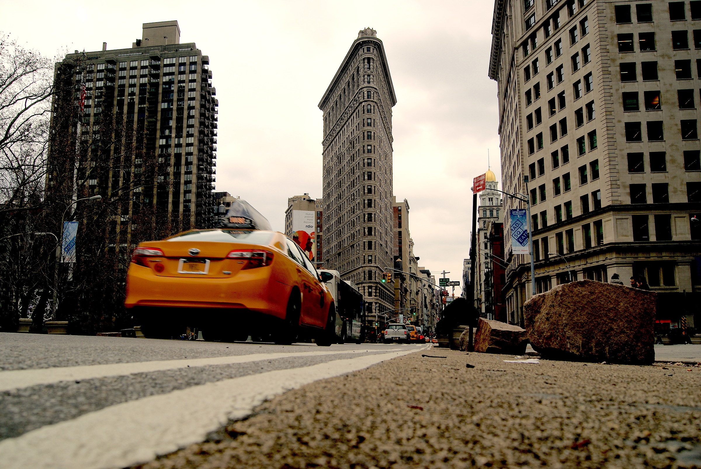 Flat Iron and yellow cab