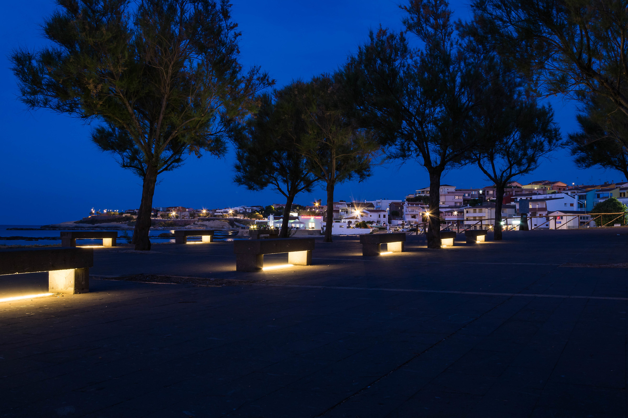 Benches at the blue hour