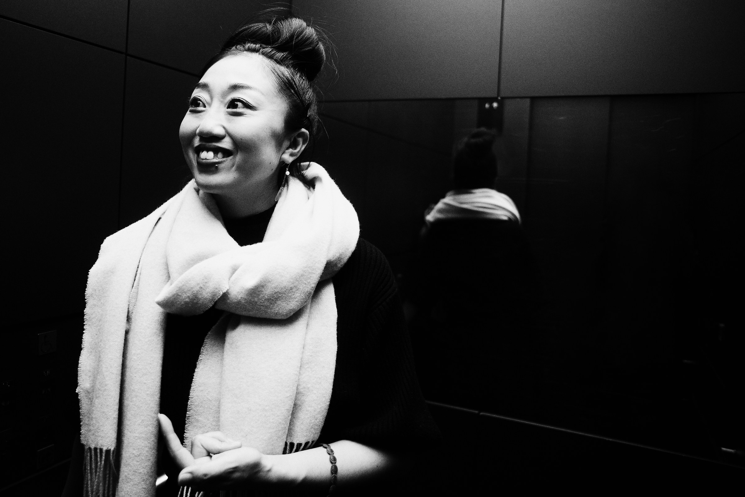 Tokyo: woman in elevator