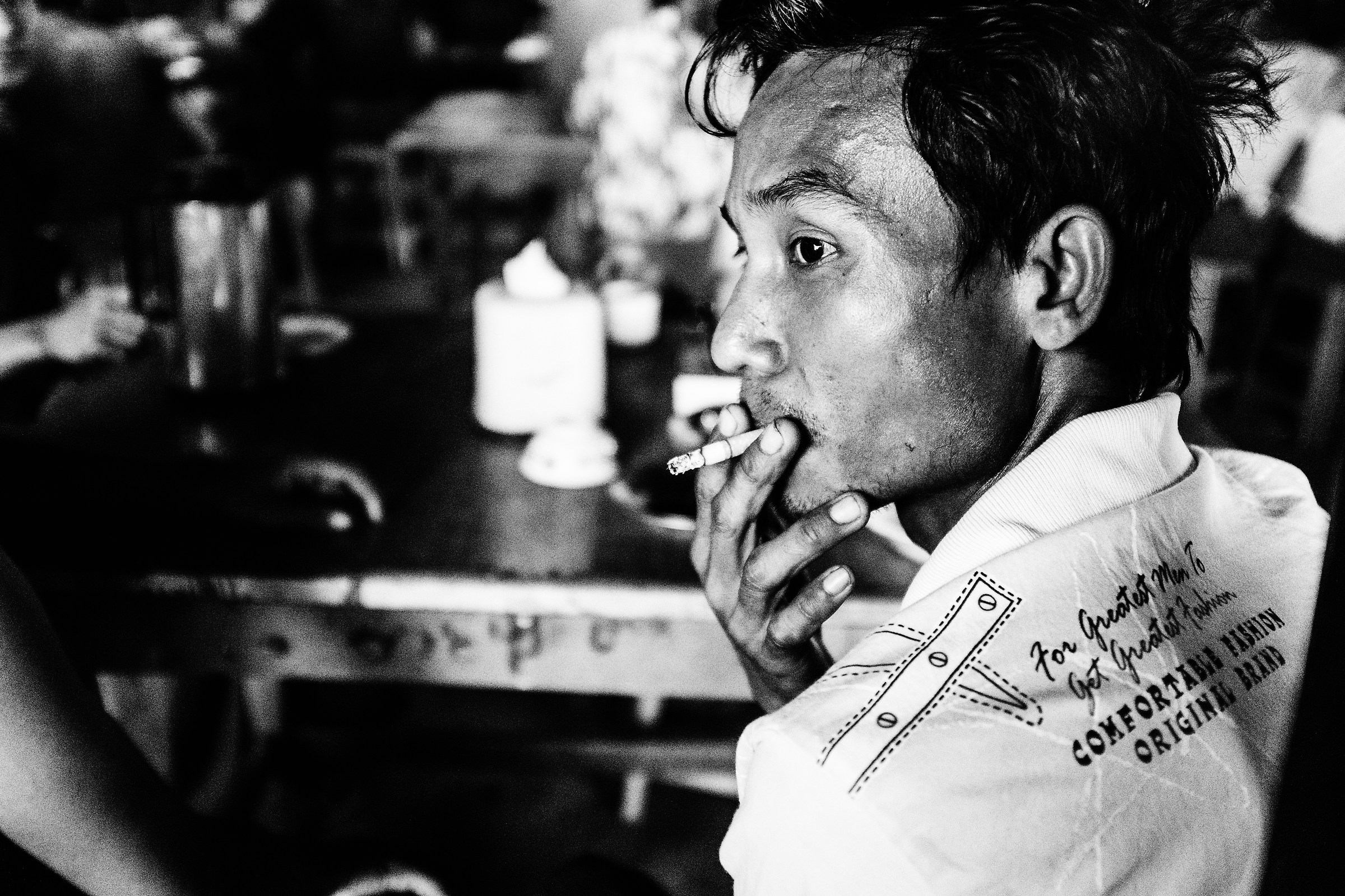 Stone workers pausing in the bar