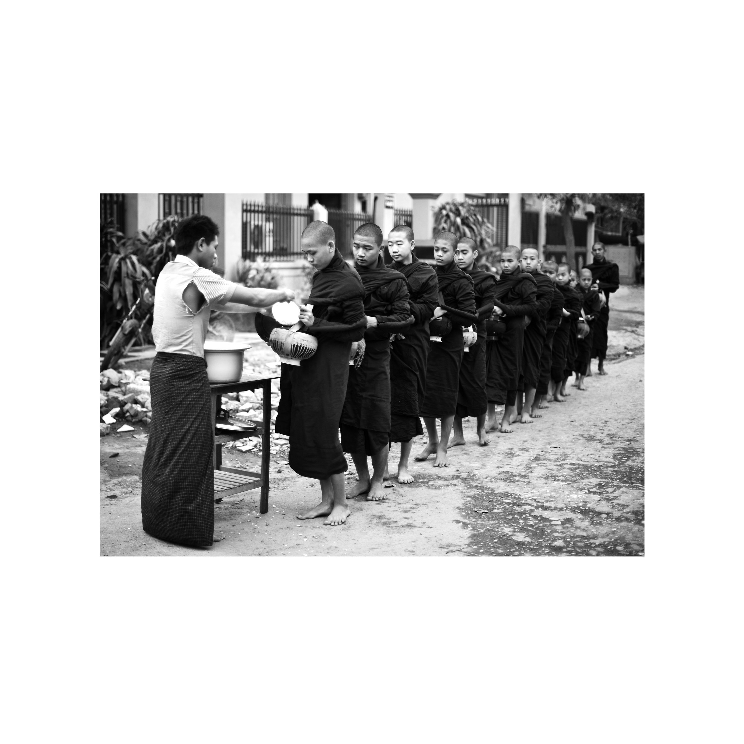 Monks on the streets for food donations