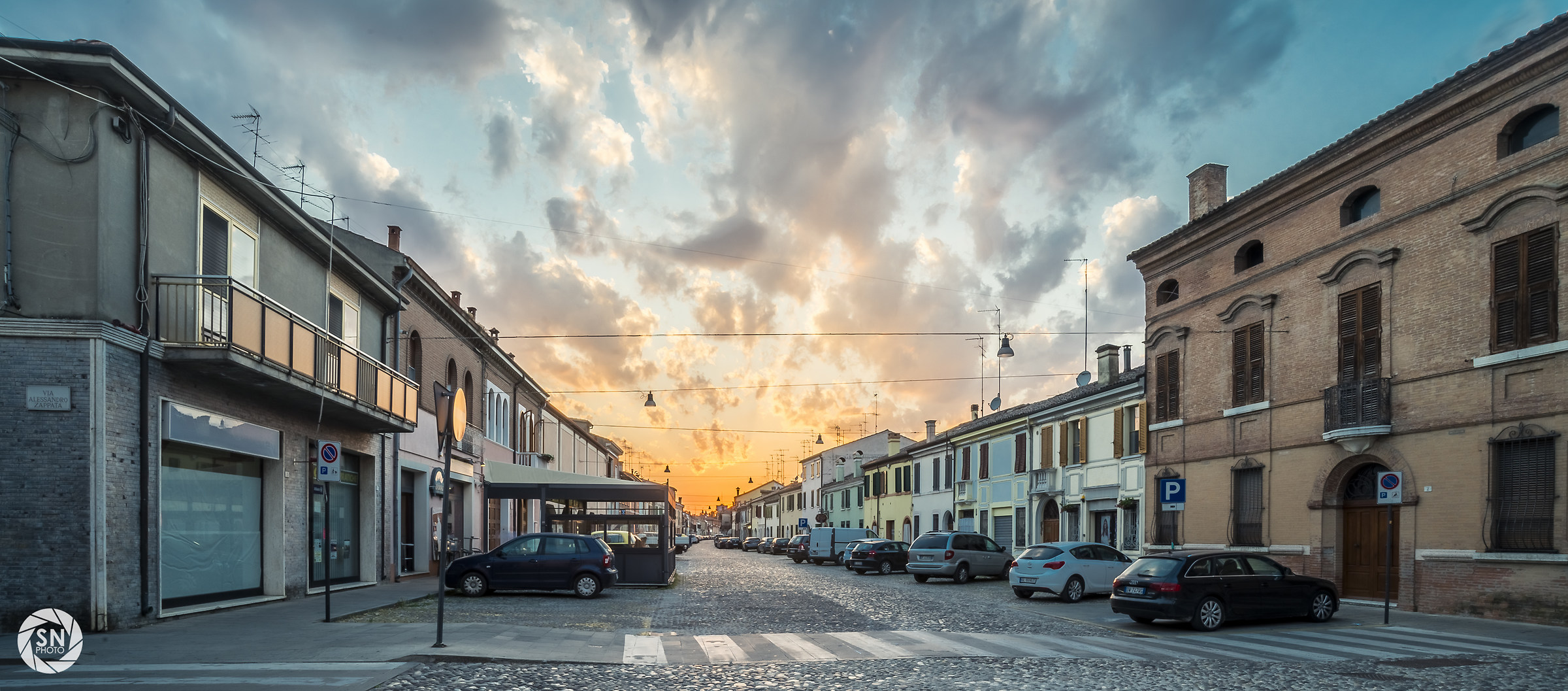 Sunset on the main road