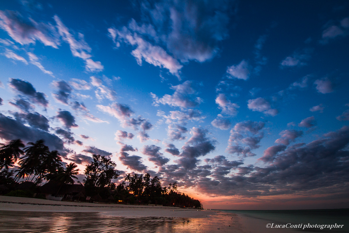 sunset on the deserted beach