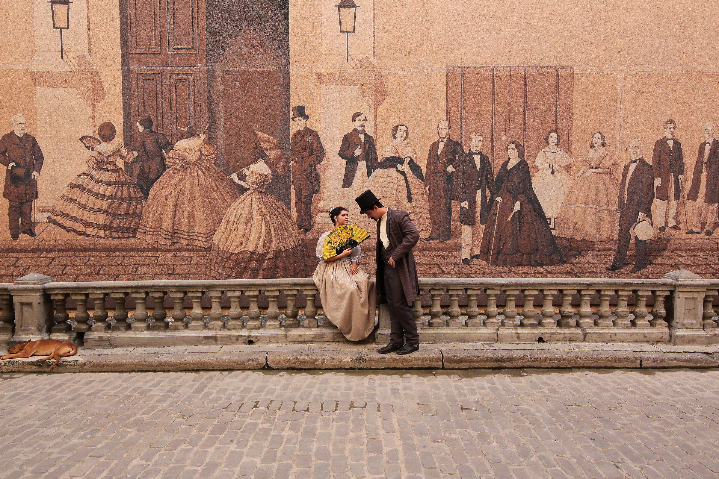 The painted wall with coffee