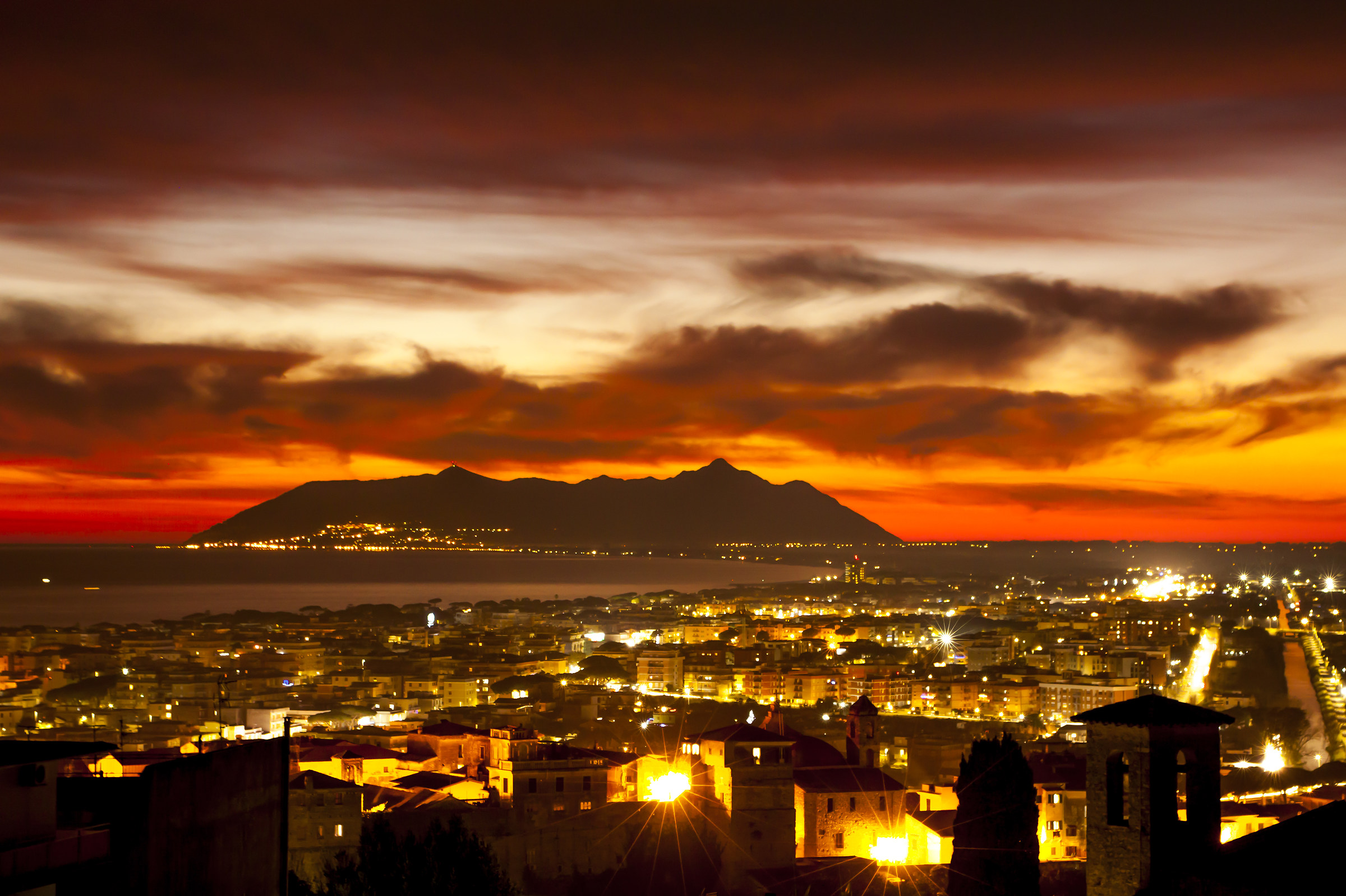 Red sunset on the Circeo