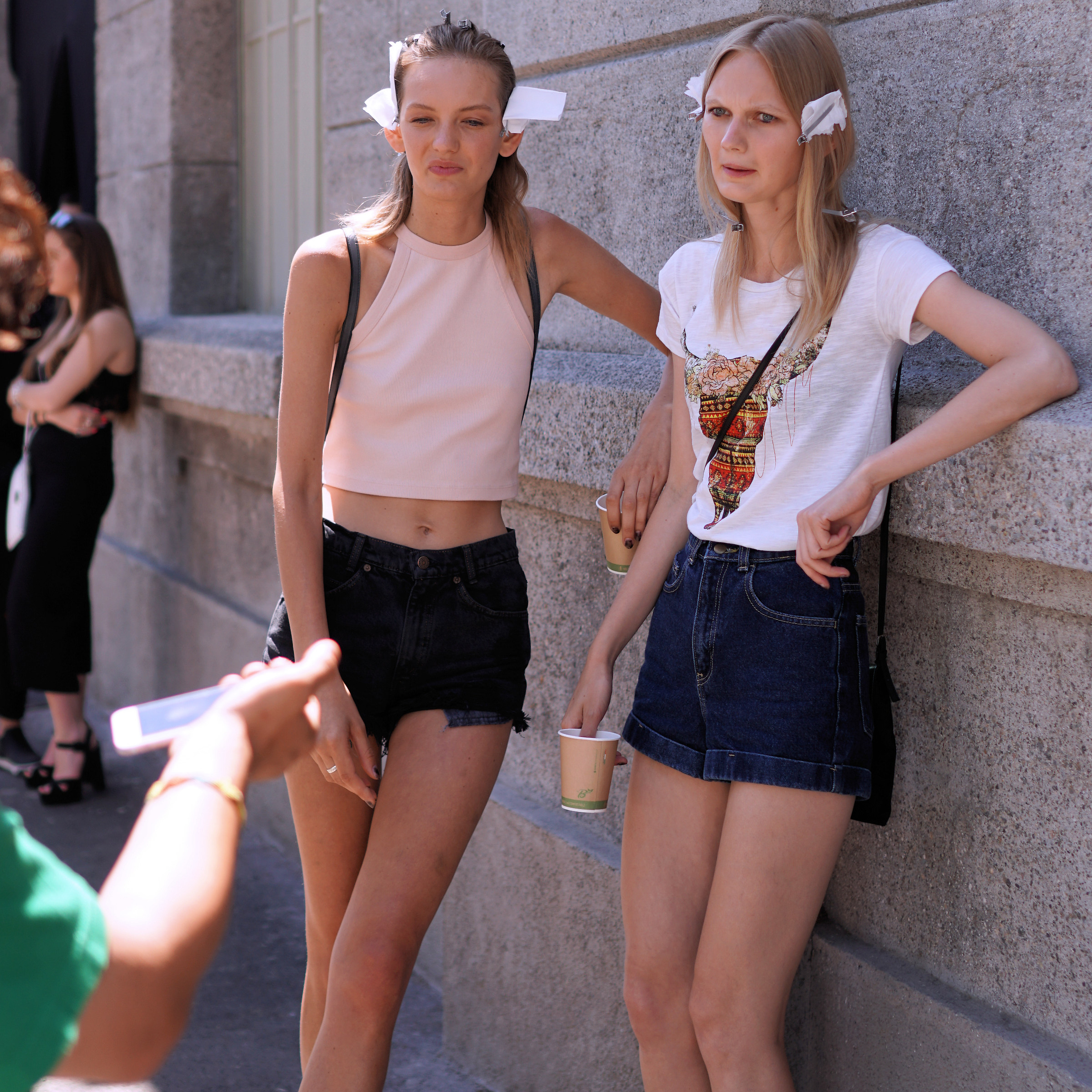 The models make faces