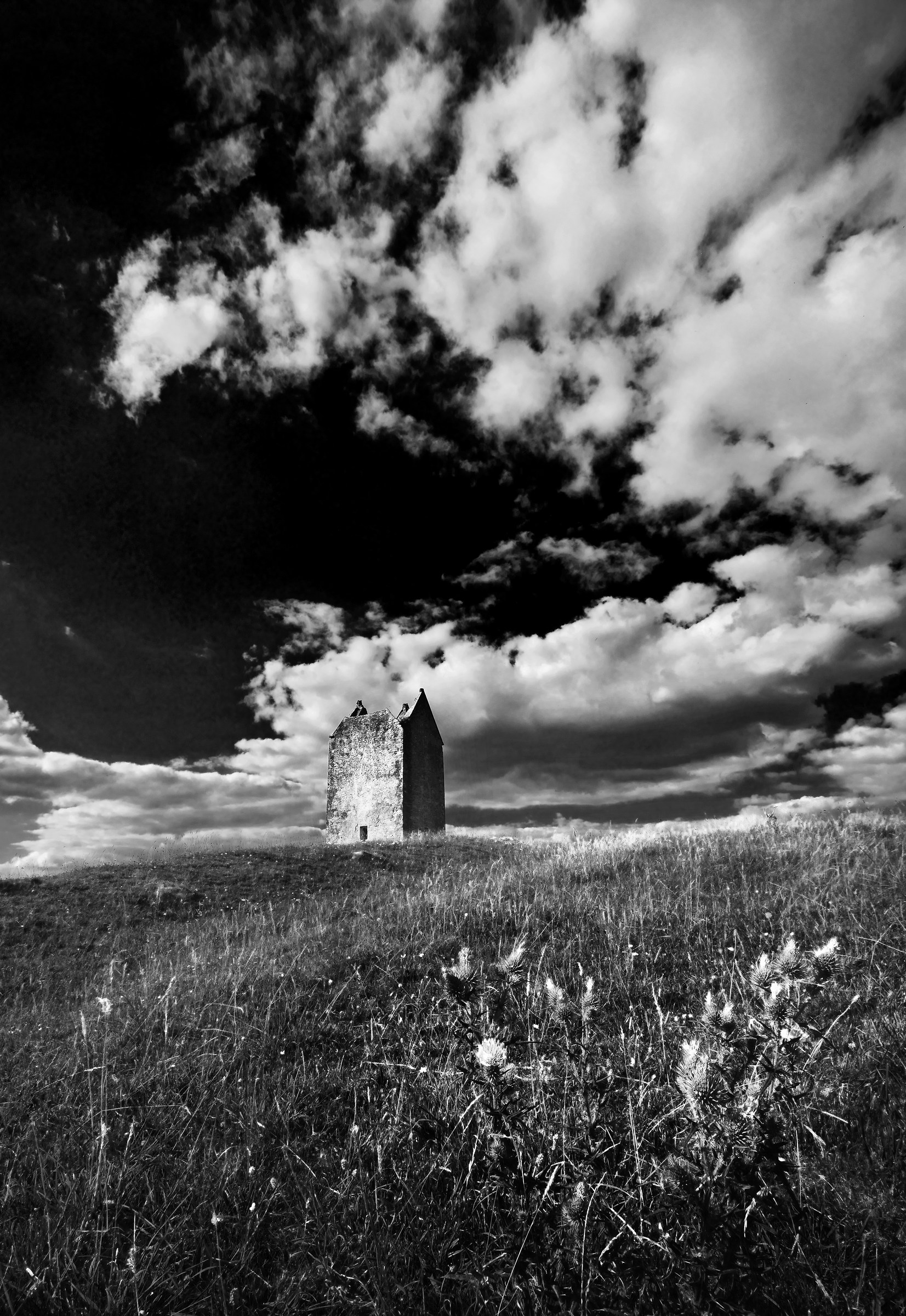 The 16th Century Dovecote on Top of the Hill B&W
