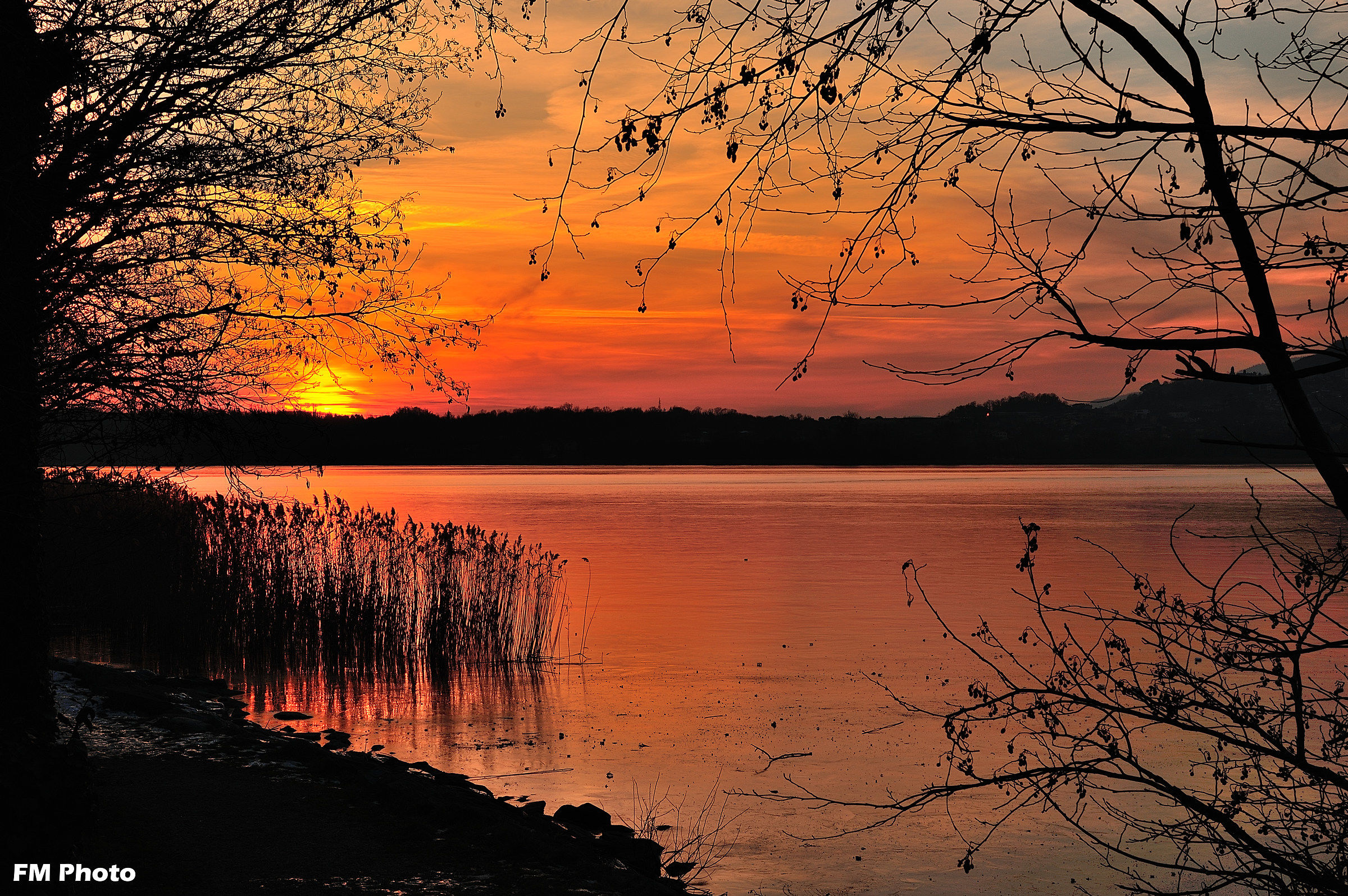 Infuriated Sunset on Frozen Lake