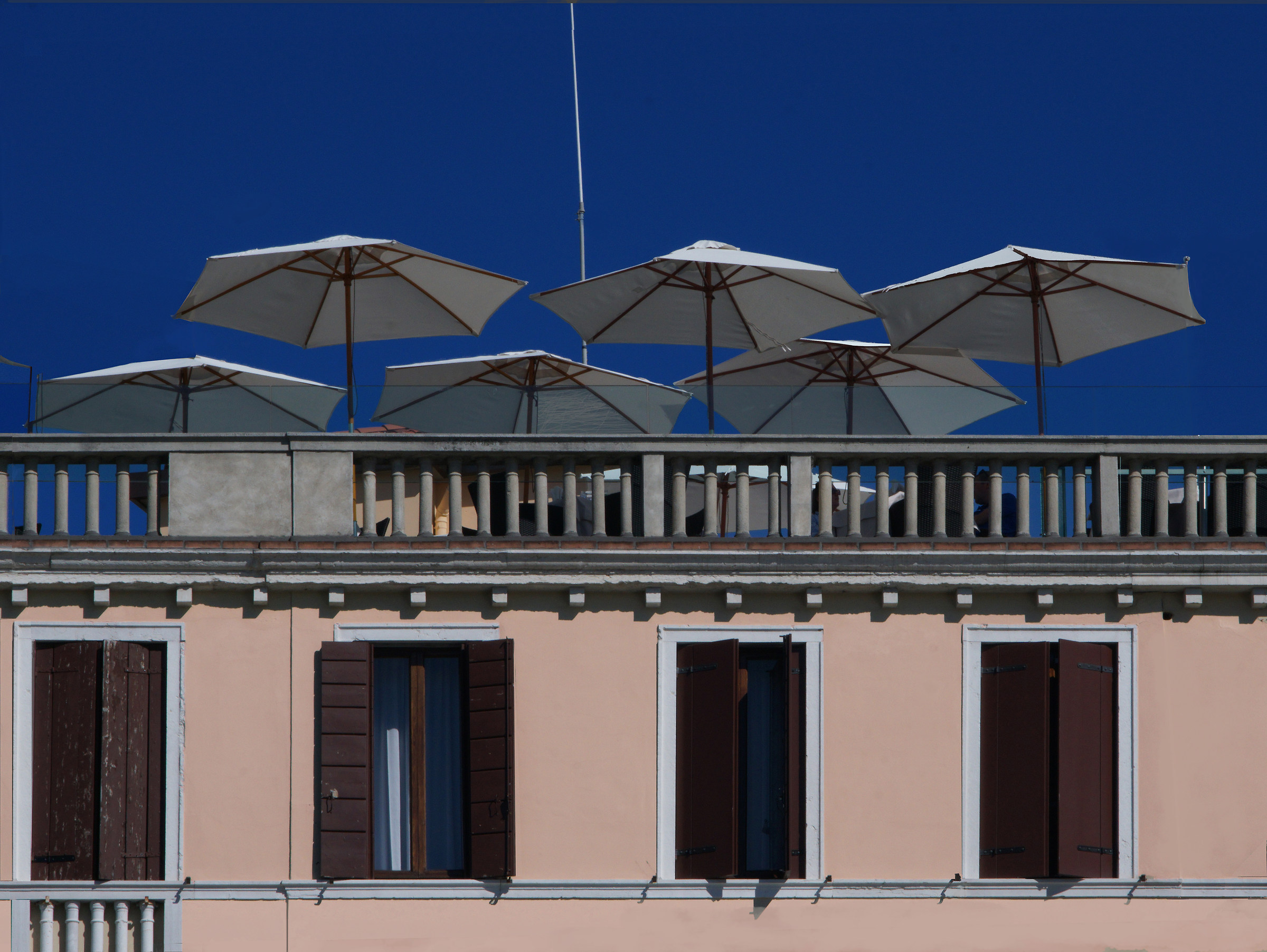 Beach umbrellas at Hotel Carlton