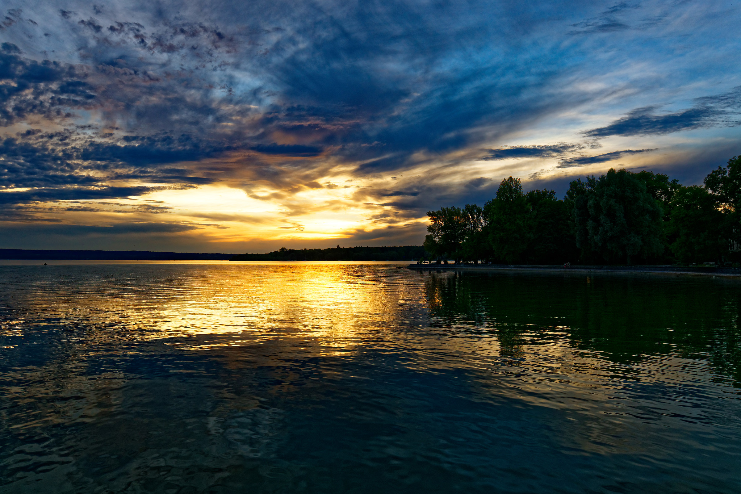 Sunset over Bavarian lake