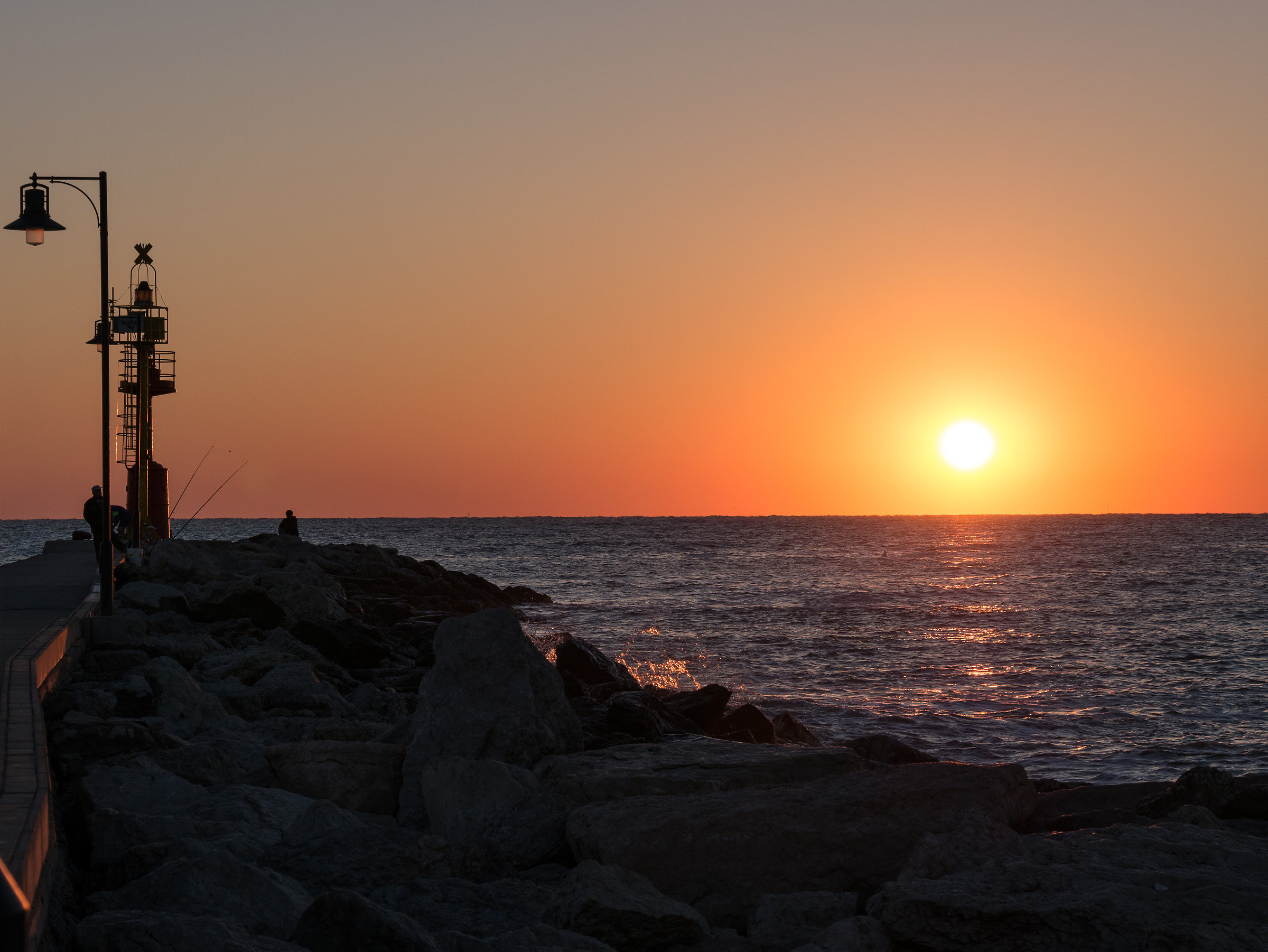 Sunrise at the port of Cesenatico