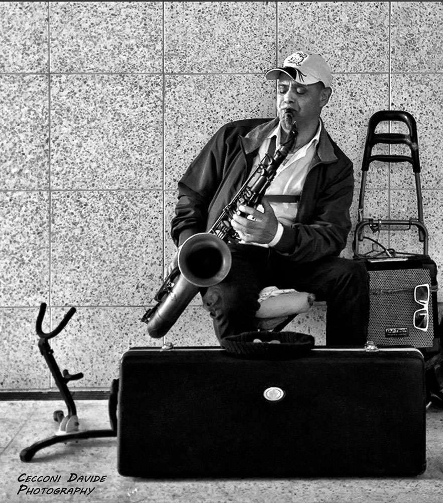Jonny with the Sax BW