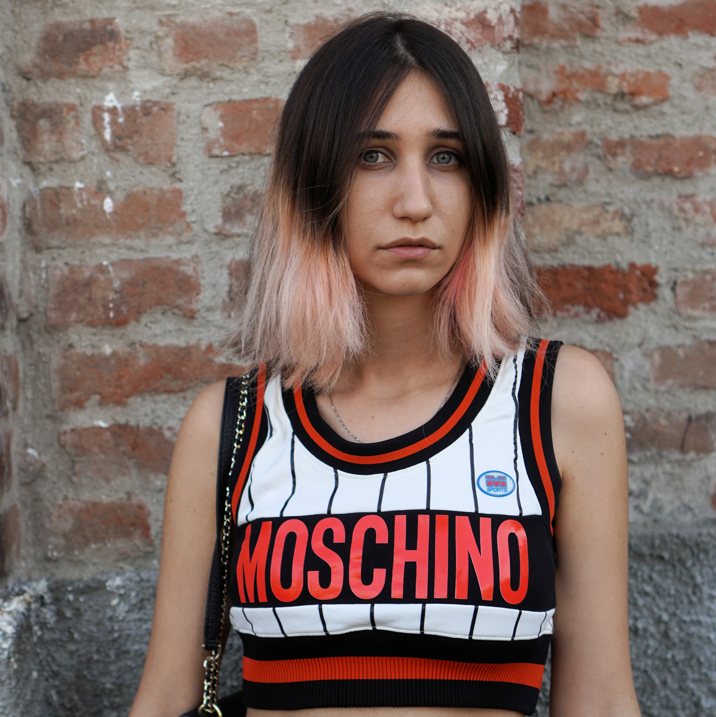 "Moschino" model with ice eyes