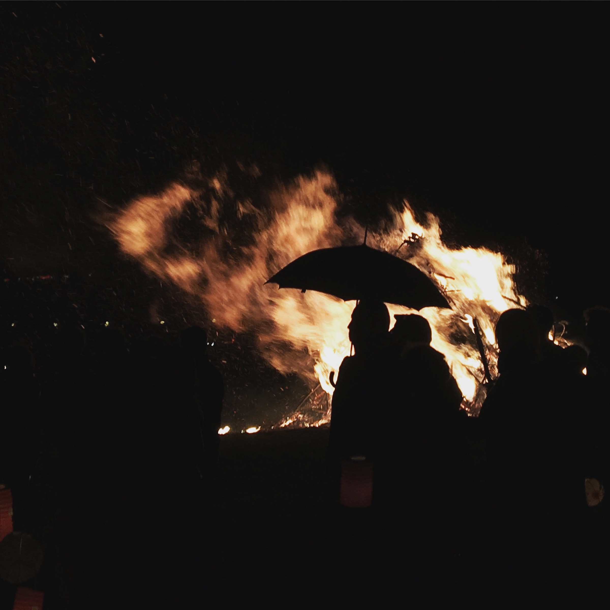 Bonfire and umbrella