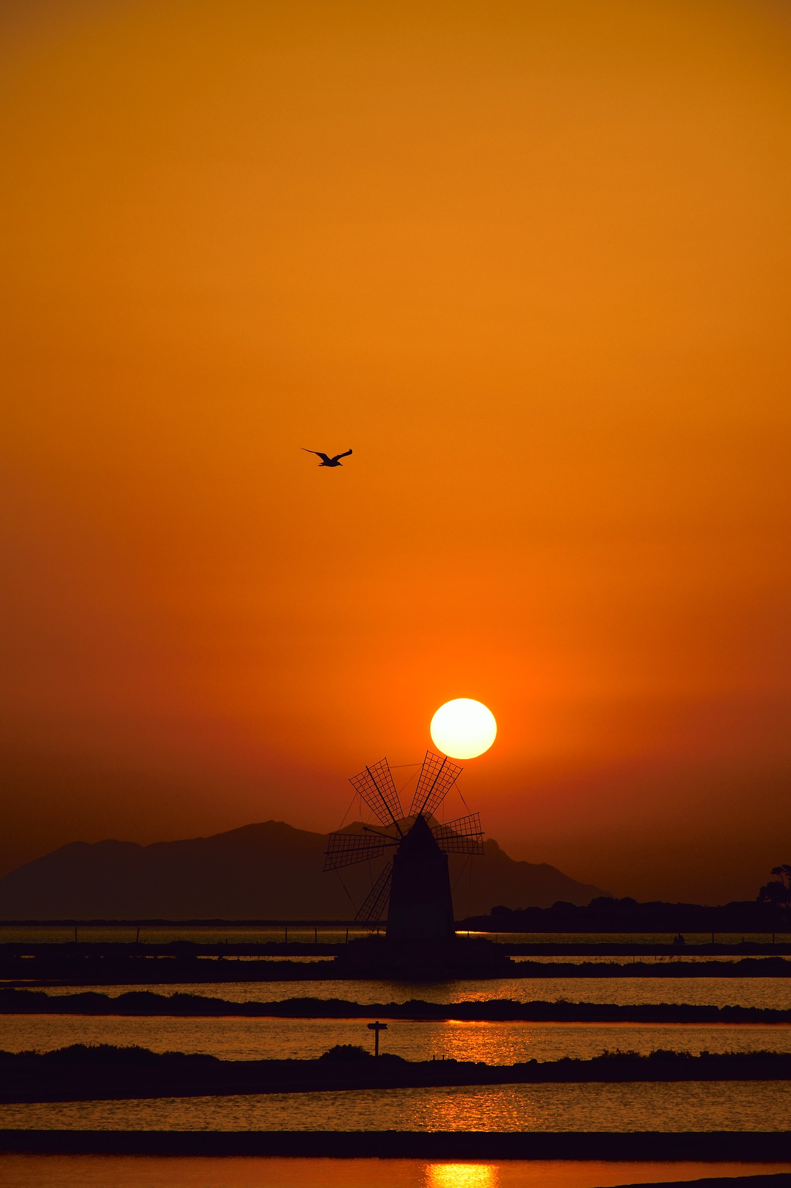 Sunset at the salt pans