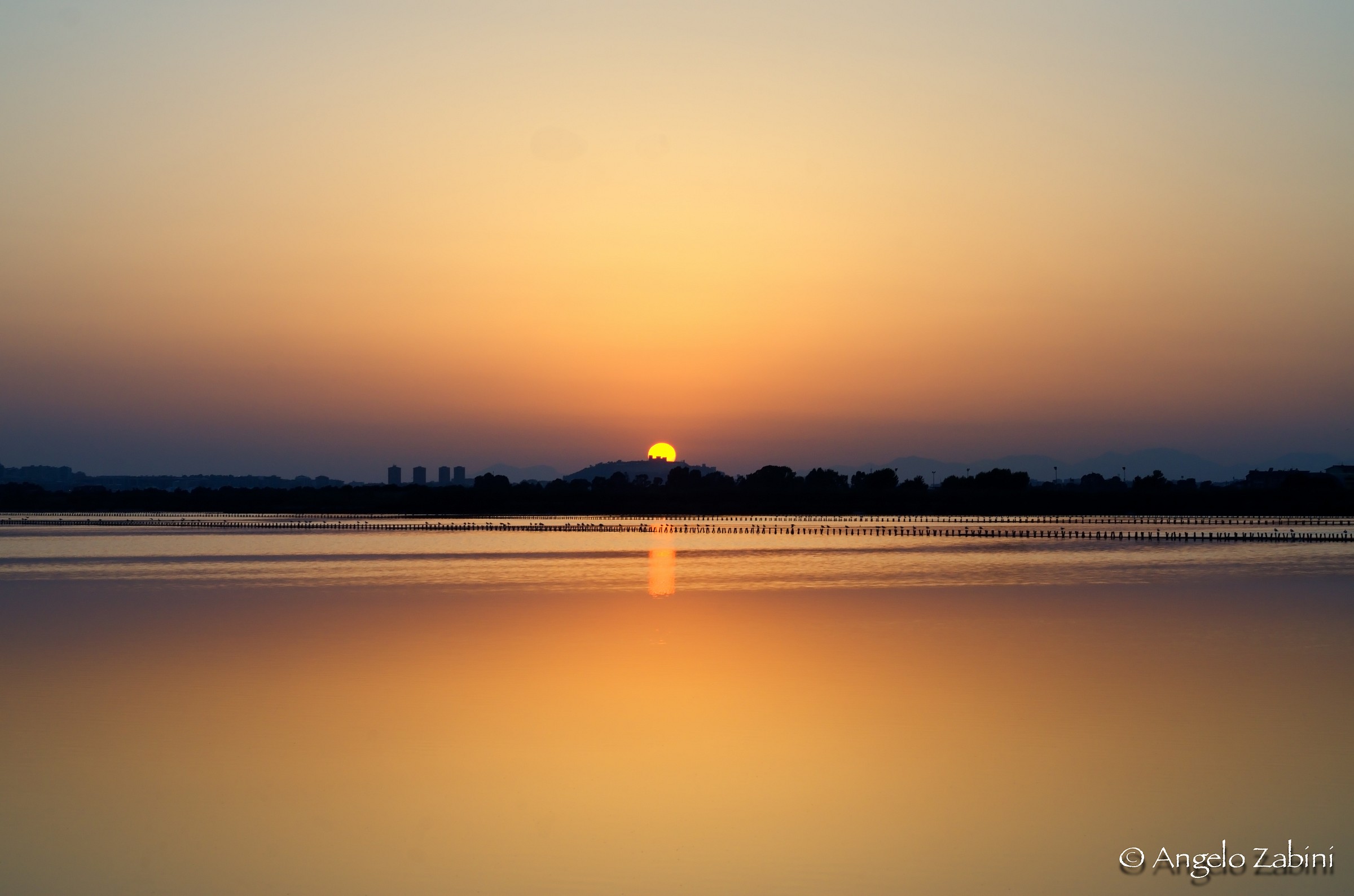 Sunset over the salt pans