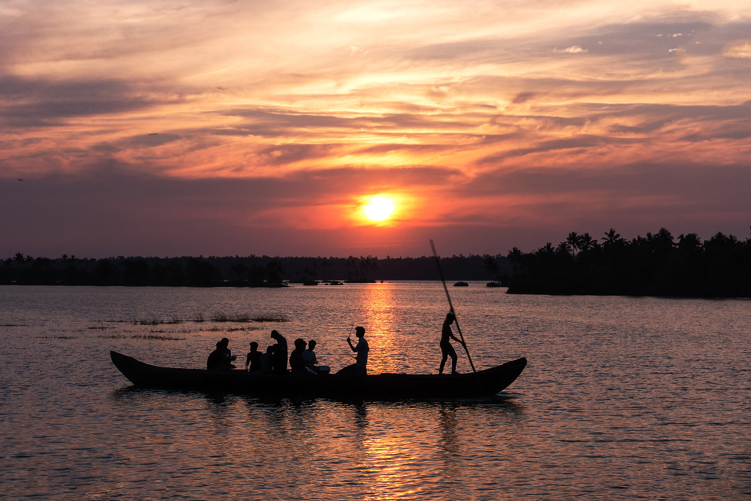 Sunset in Kollam backwaters