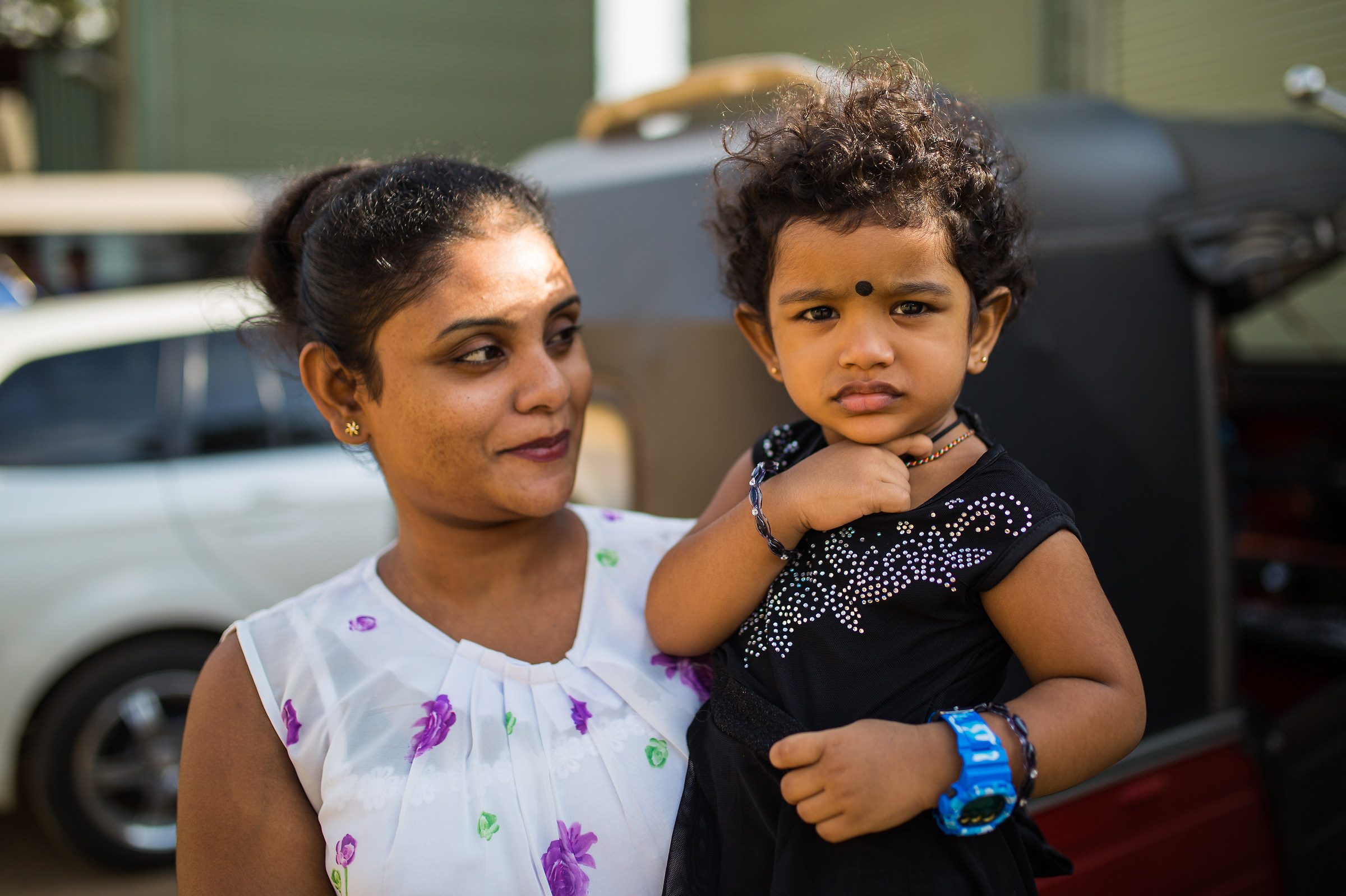 A little girl with her mother