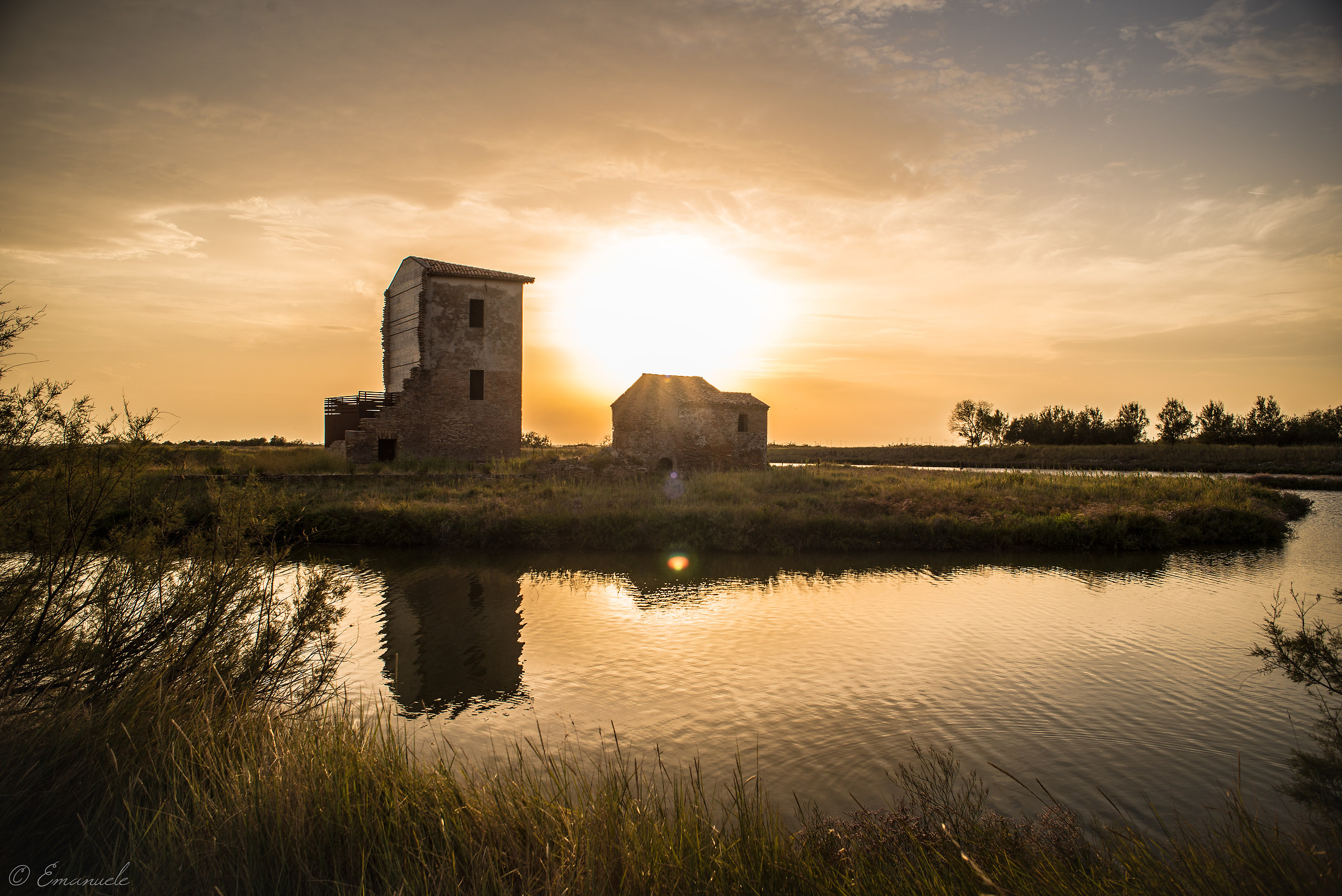 Sunset on salt pans