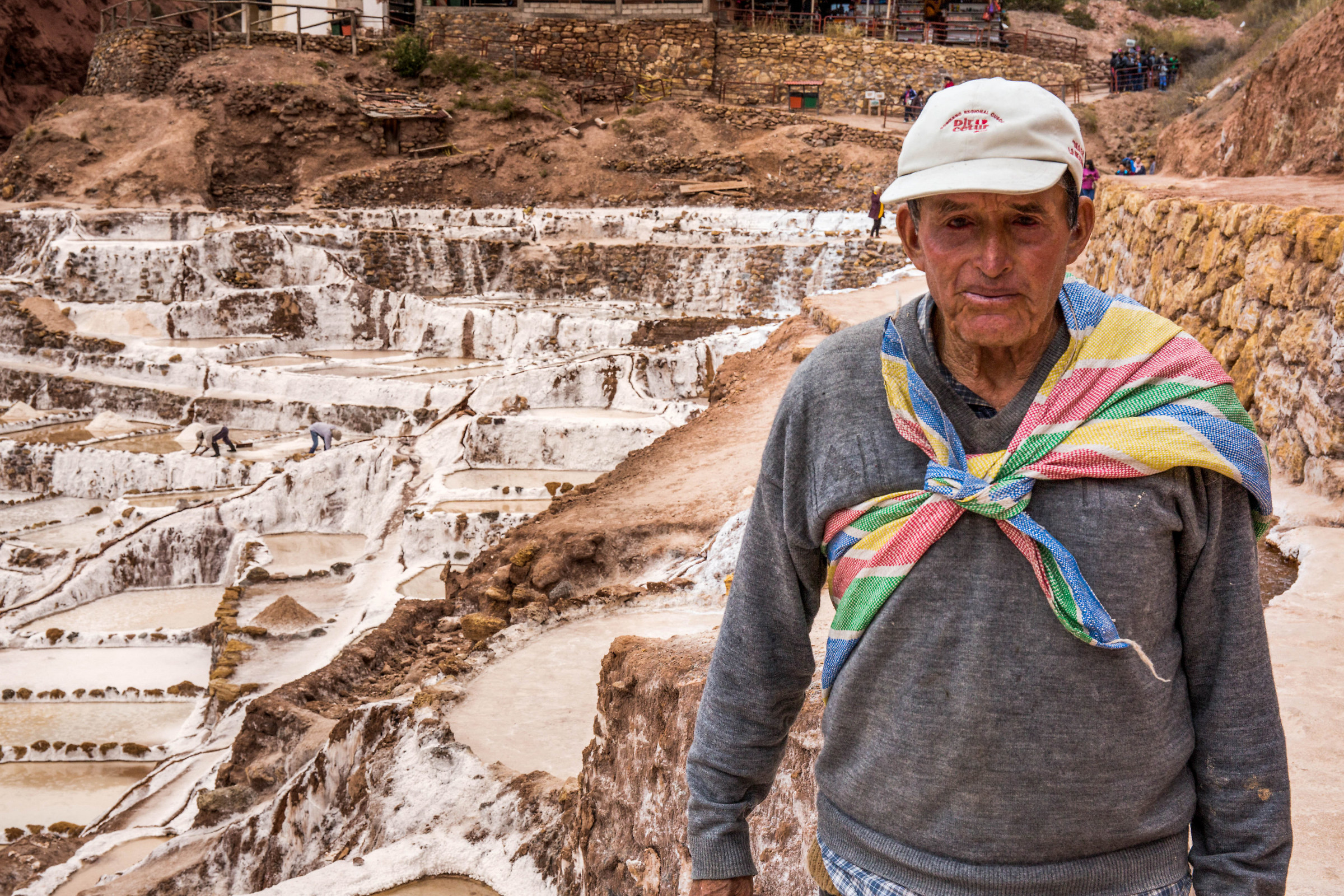 Maras salt salt collector in Maras, Peru