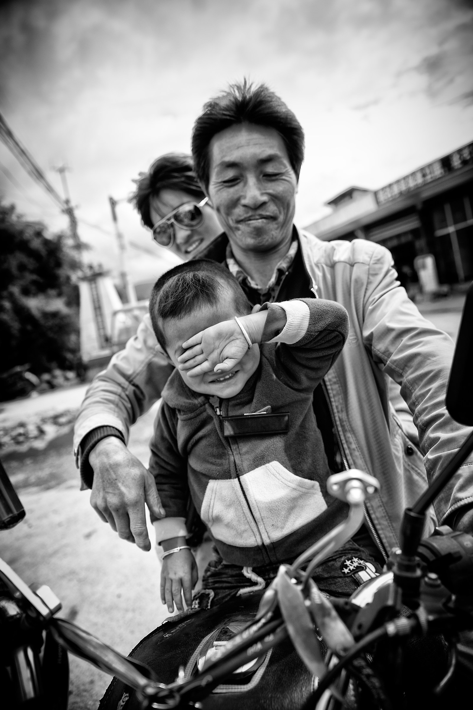 Family in a motorbike