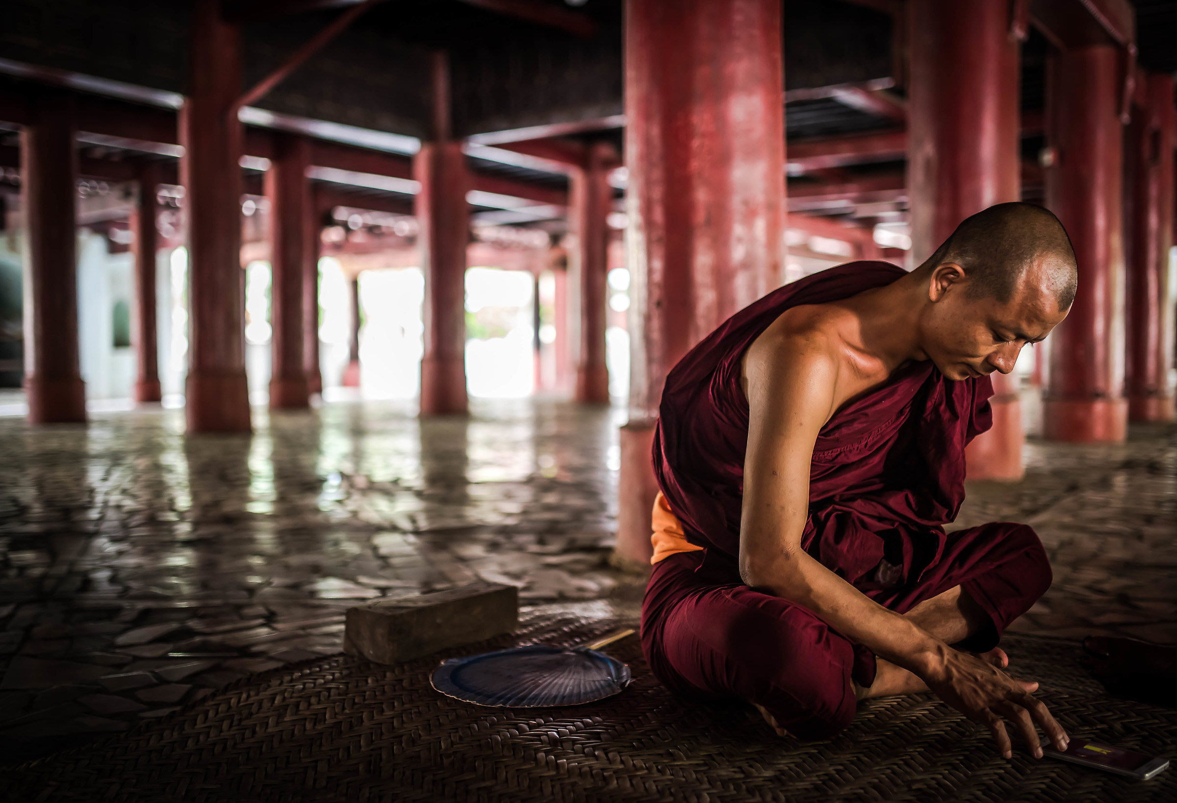 Monk at Shwe In Bin Kyaung 1