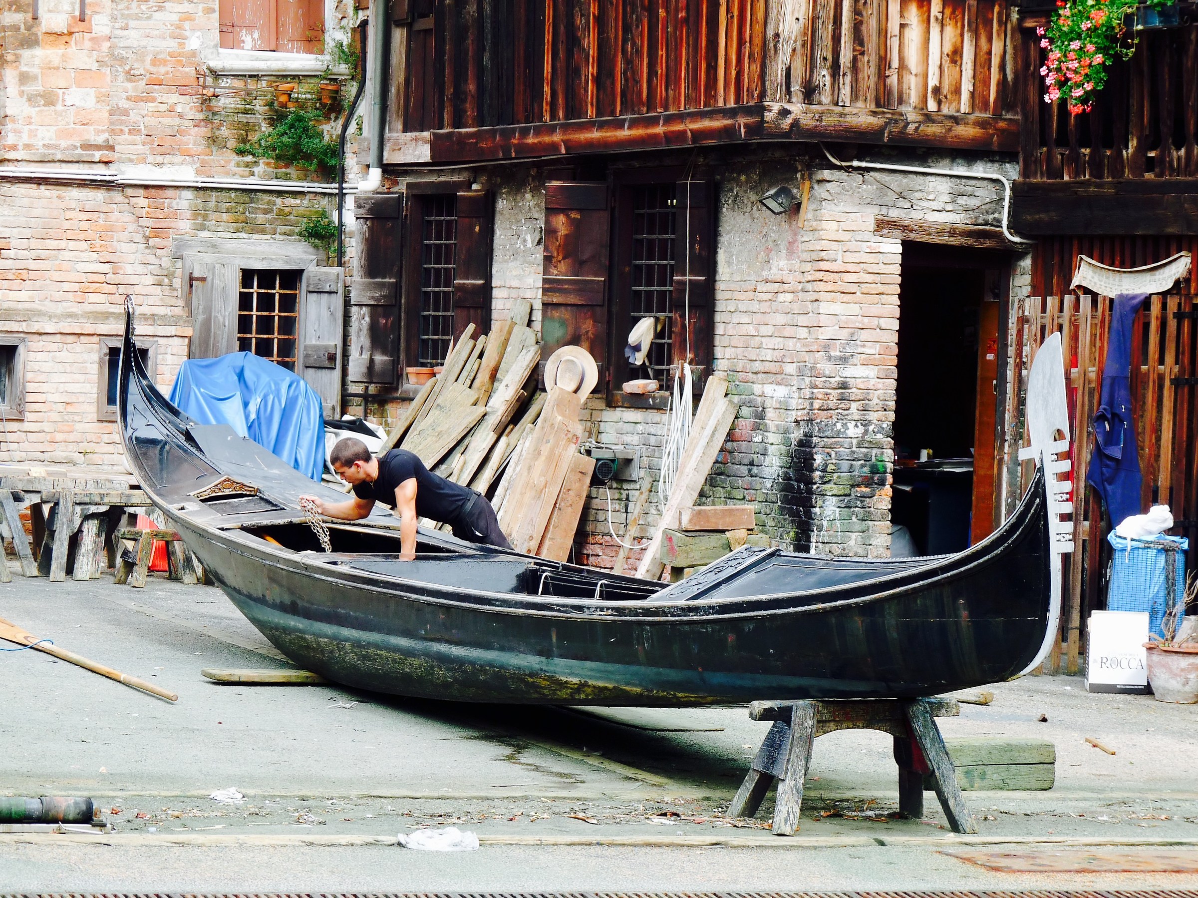 Venice. Workshop gondolas.