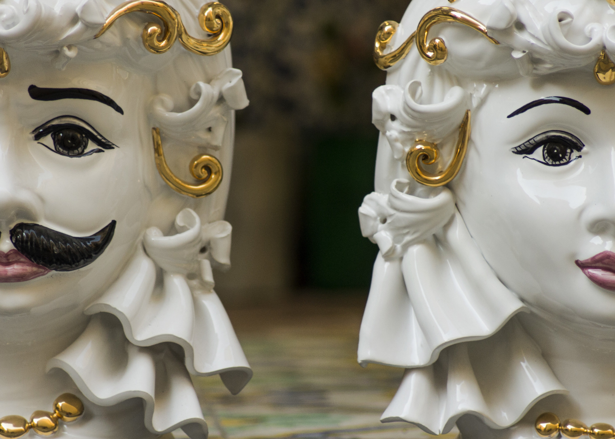 Teste  di moro ceramiche guerrieri Caltagirone