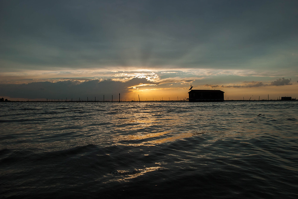 The sunset in the lagoon