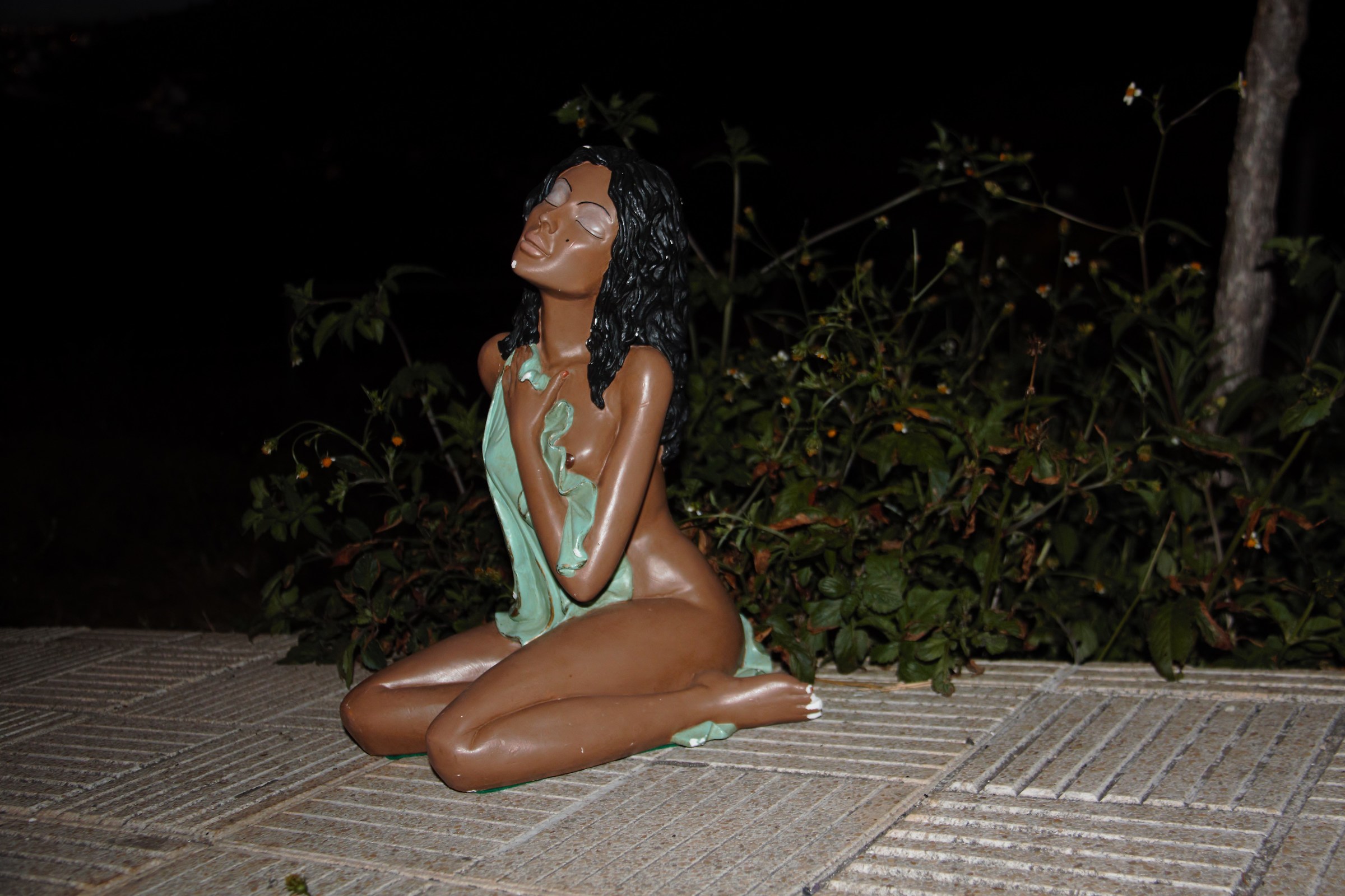 Sexy statue thrown in the garbage