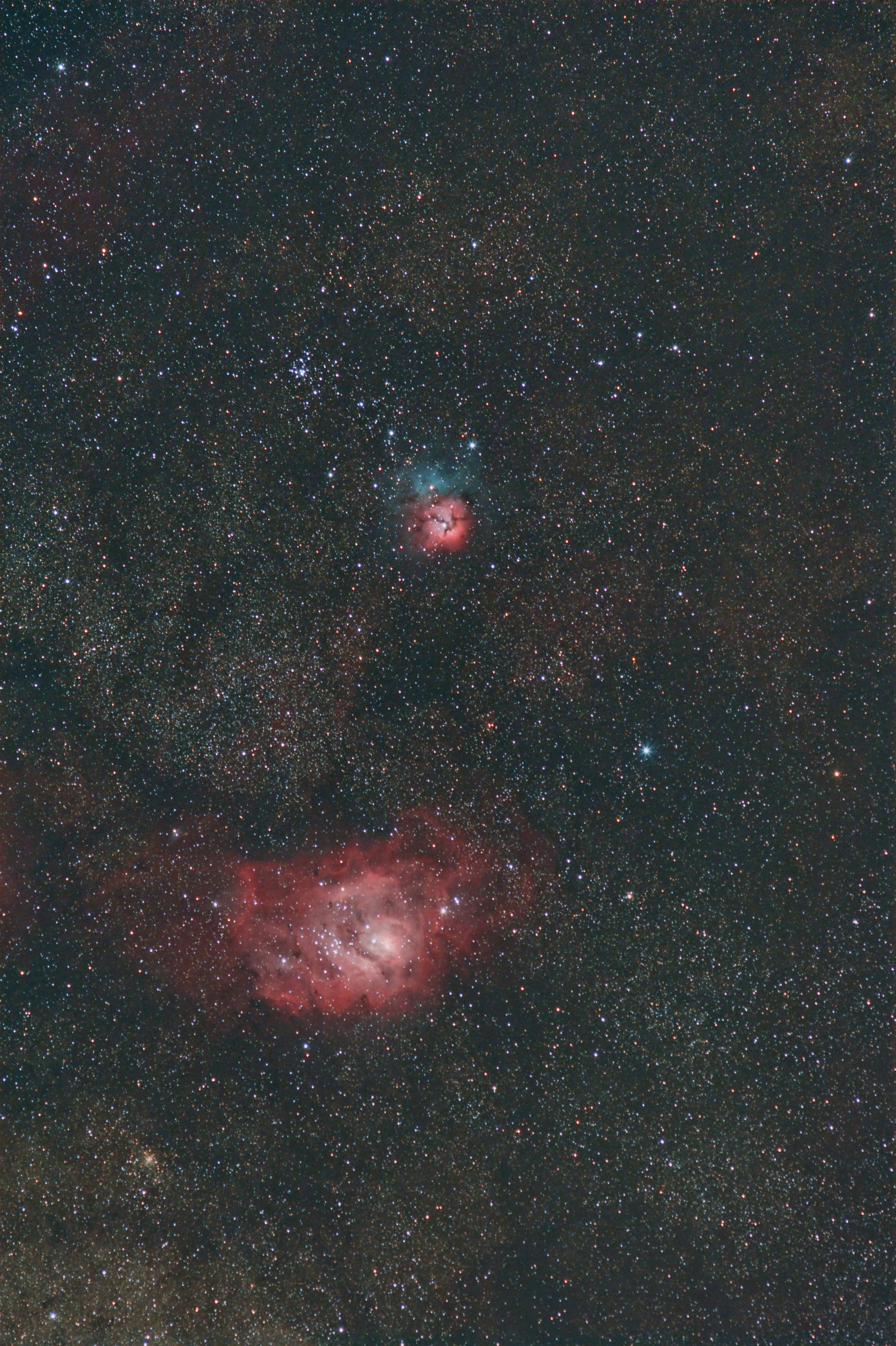 Laguna Nebula and Trifida in Sagittarius