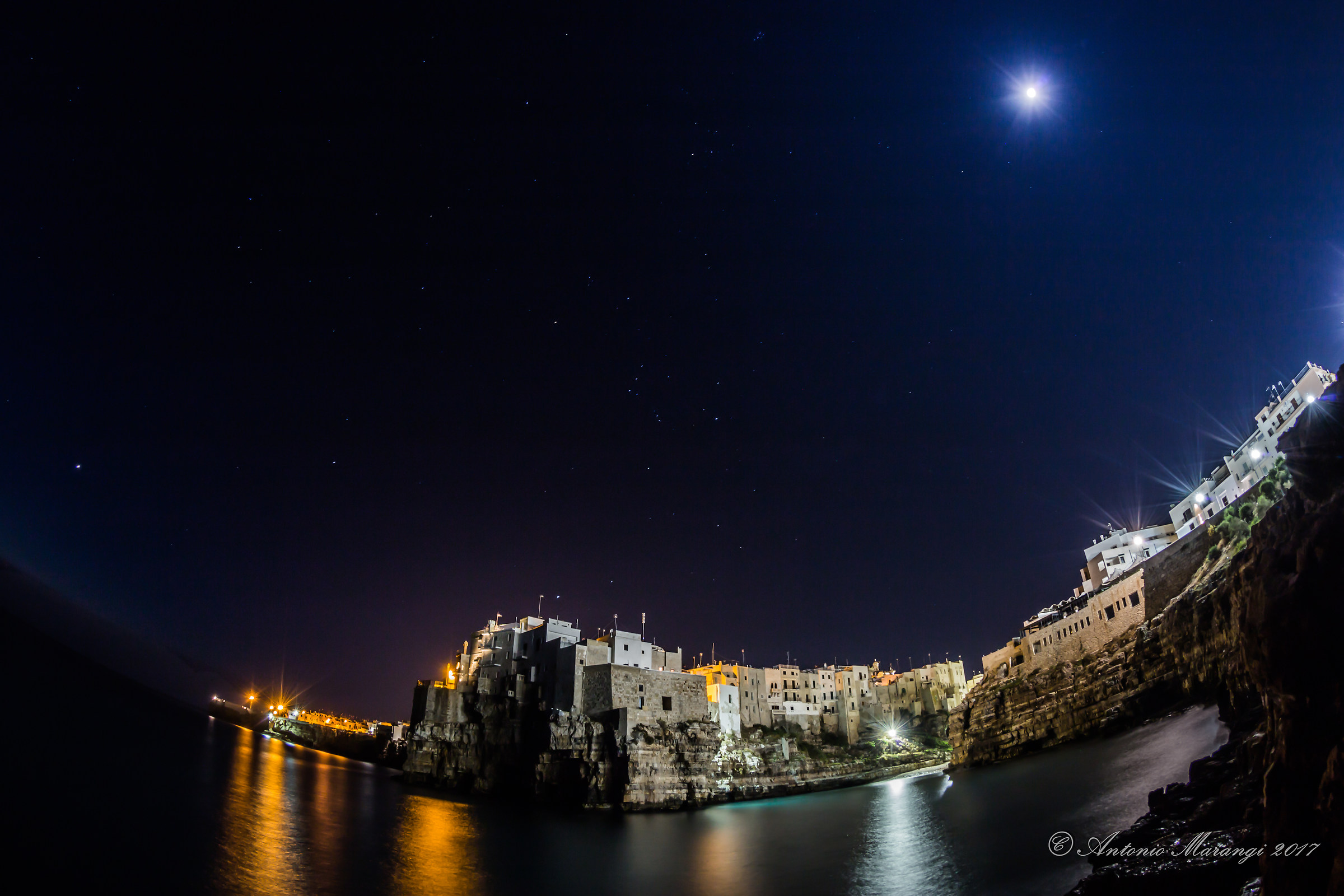 polignano, the stars and the moon