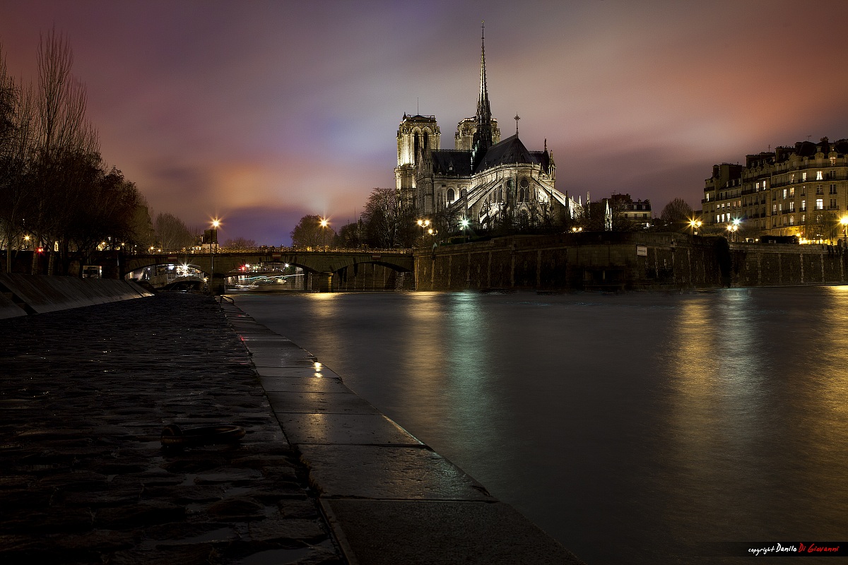 Notre Dame de Paris at Sunset