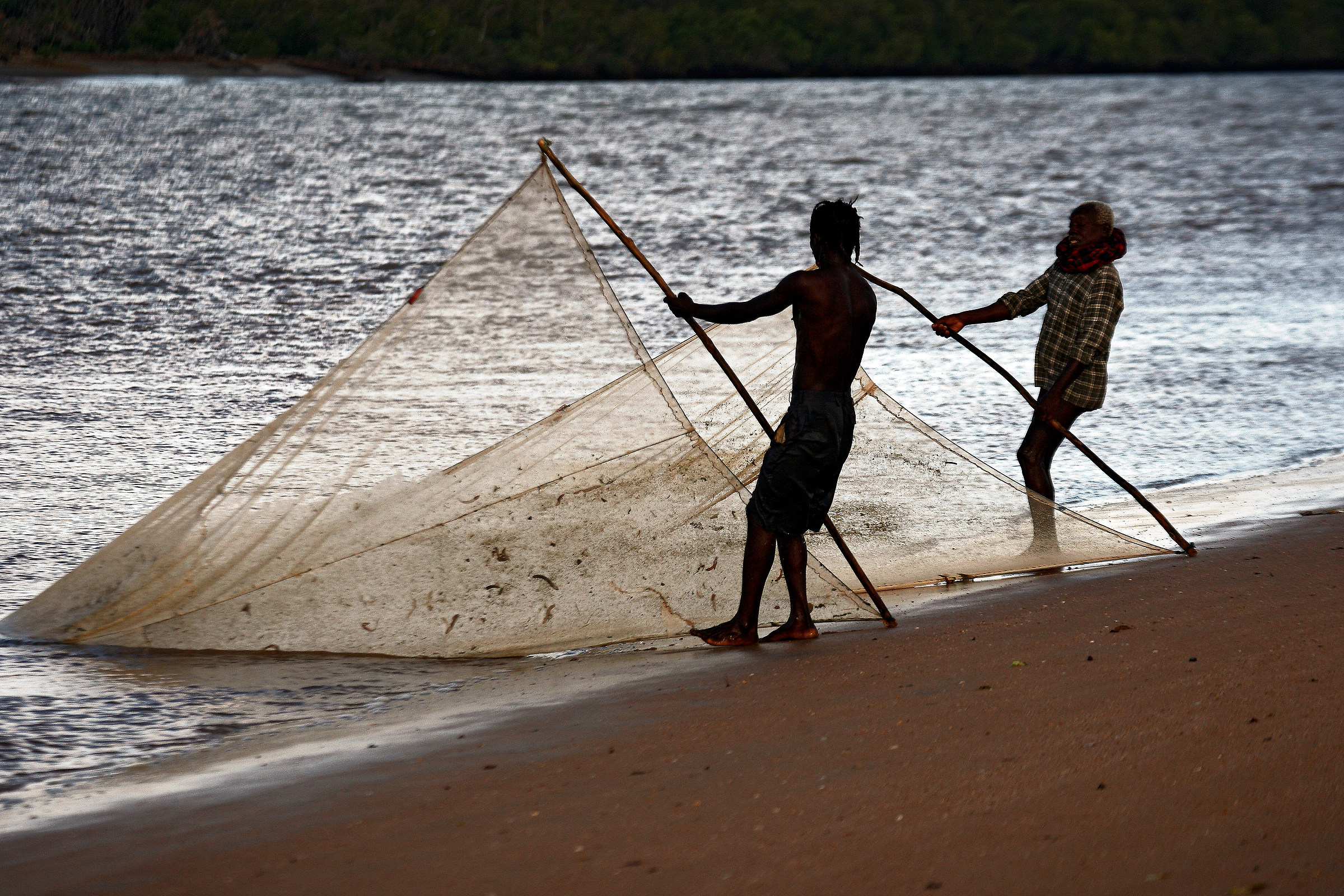 Fishing in the mouth of the river