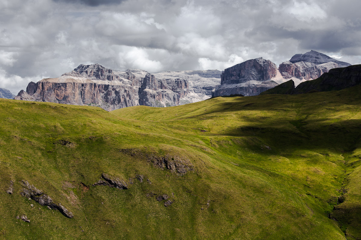 In the distance the Sella and the Sass Pordoi ...