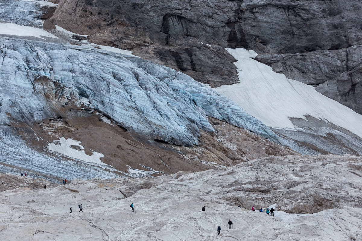 The Marmolada glacier, one of the fronts ...