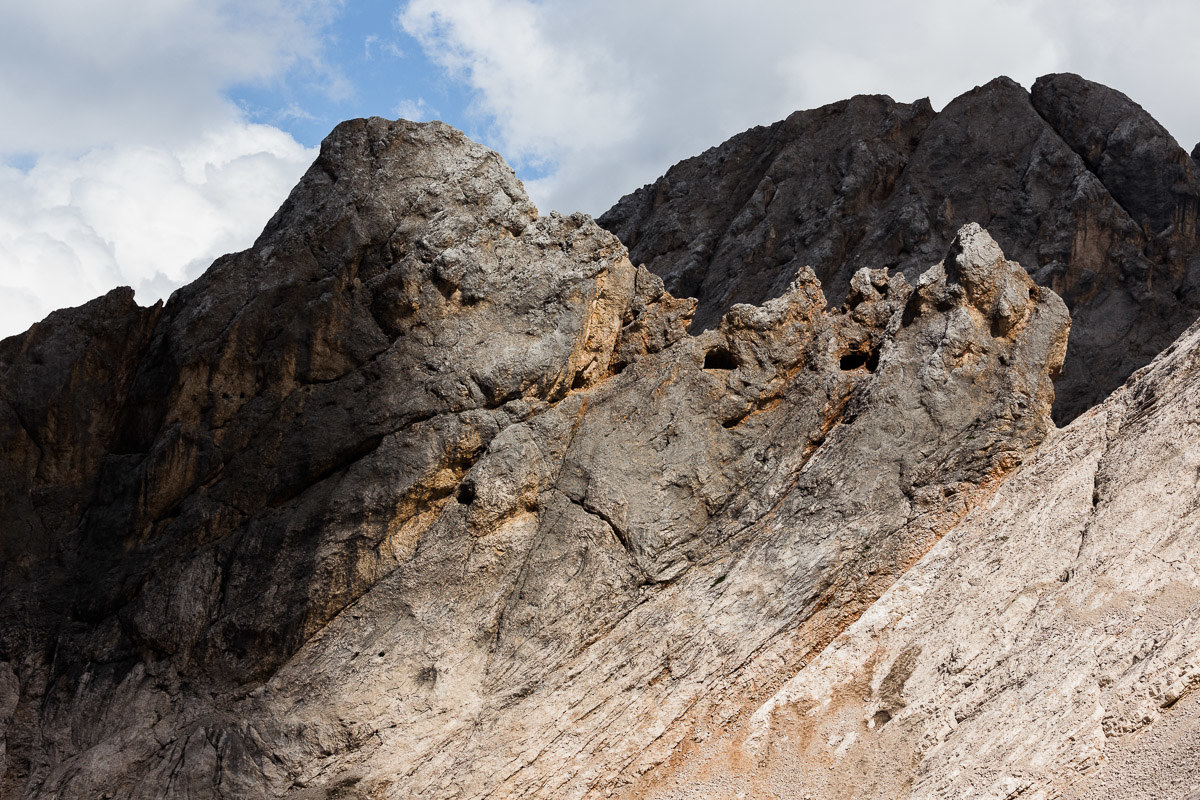 Rocky walls of the Marmolada ...