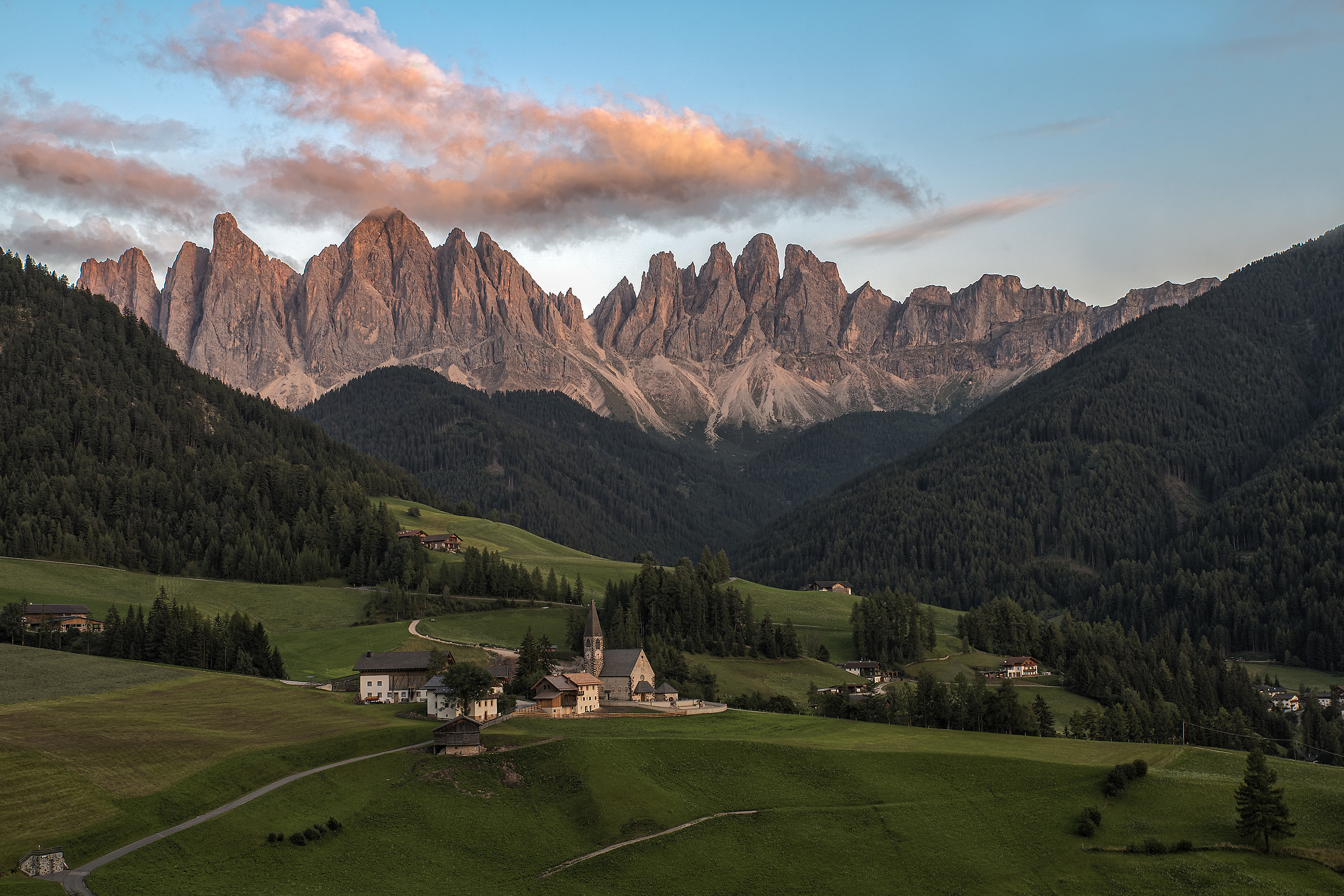 The last rays of sun on the Odle