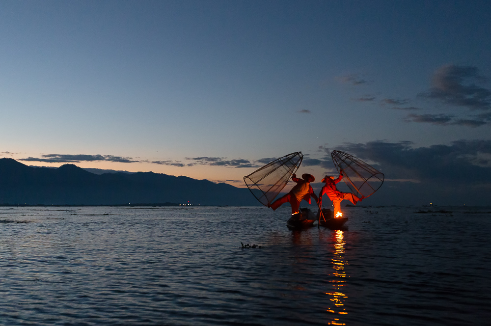 At dawn on Lake Inle